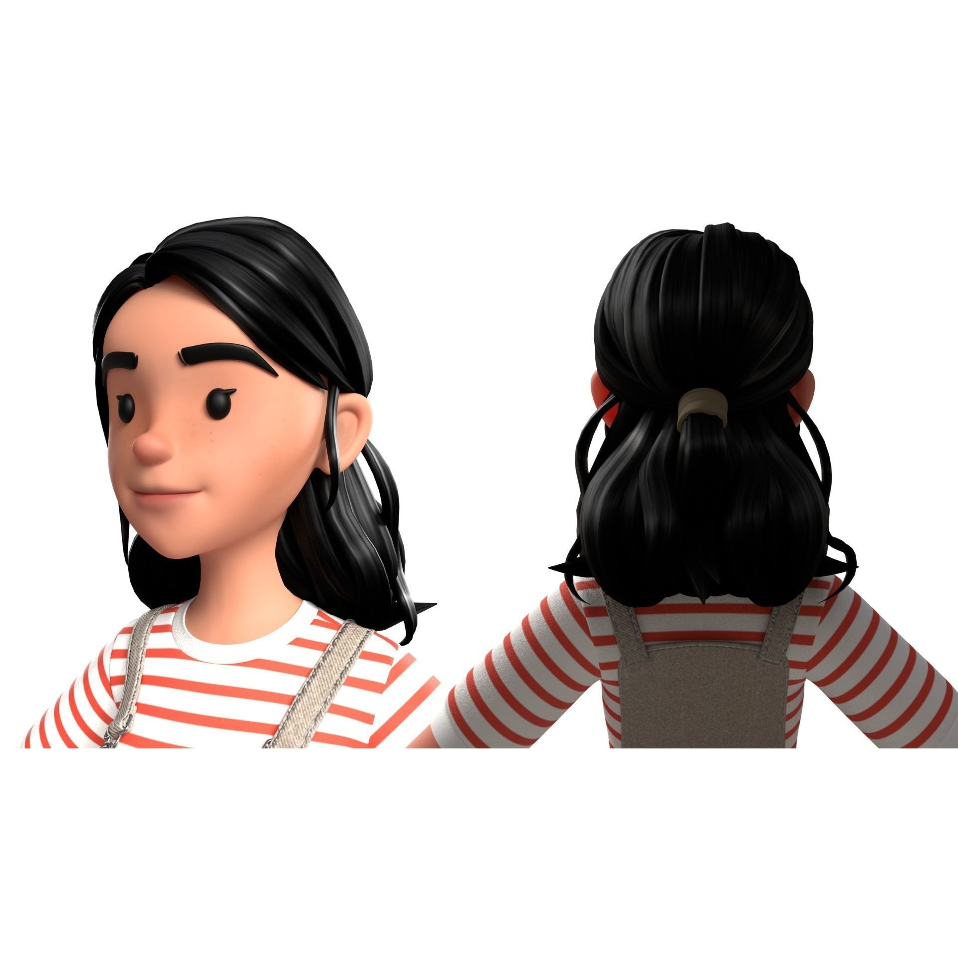 Cartoon Designer Girl - Game-Ready 3D Model - View 7