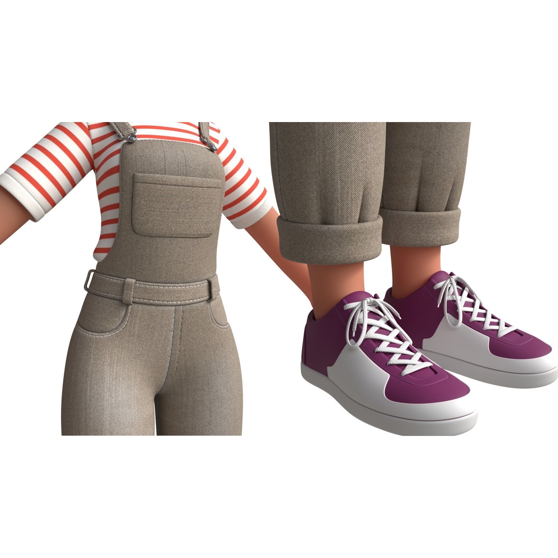 Cartoon Designer Girl - Game-Ready 3D Model - View 8