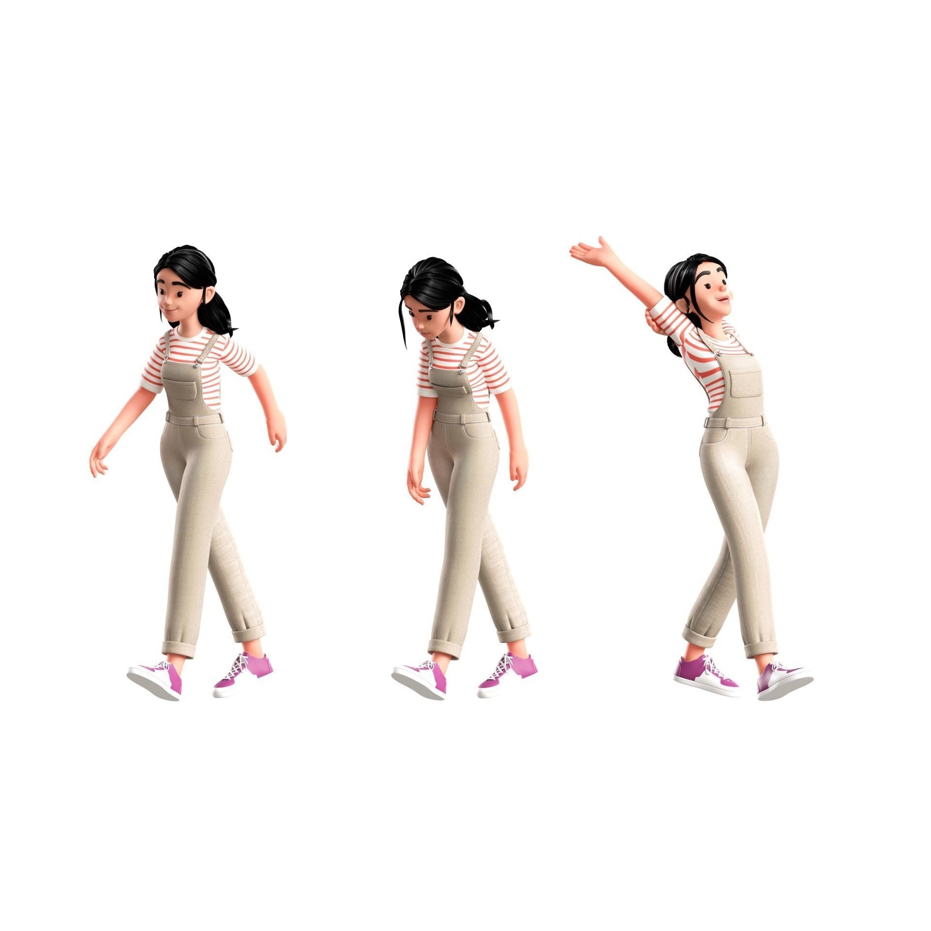 Cartoon Designer Girl - Game-Ready 3D Model - View 9