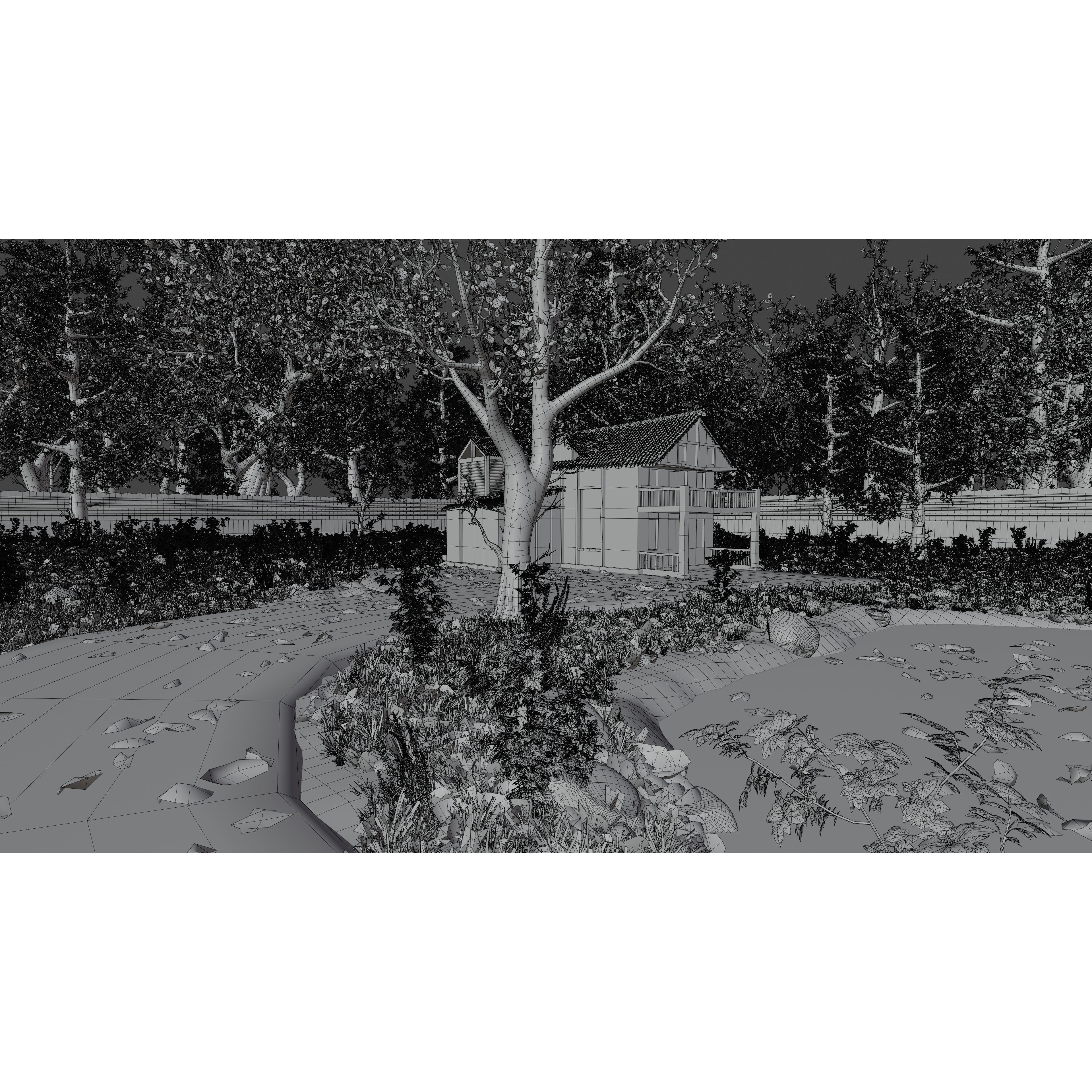 Abandoned Cabin Scene - Game-Ready 3D Model