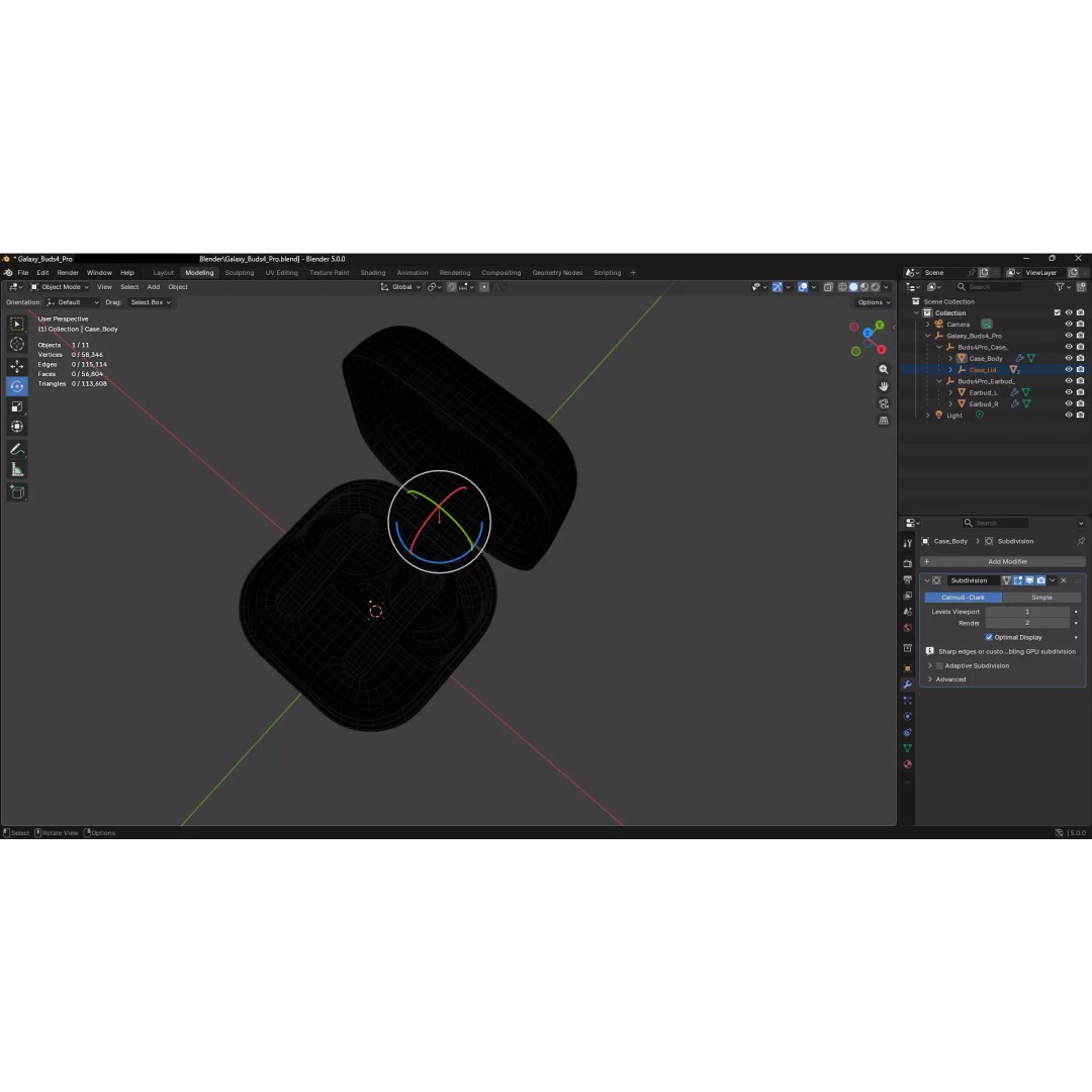 Samsung Galaxy Buds 4 Pro 3D Model – High Poly PBR Asset, FBX, Blender - View 21