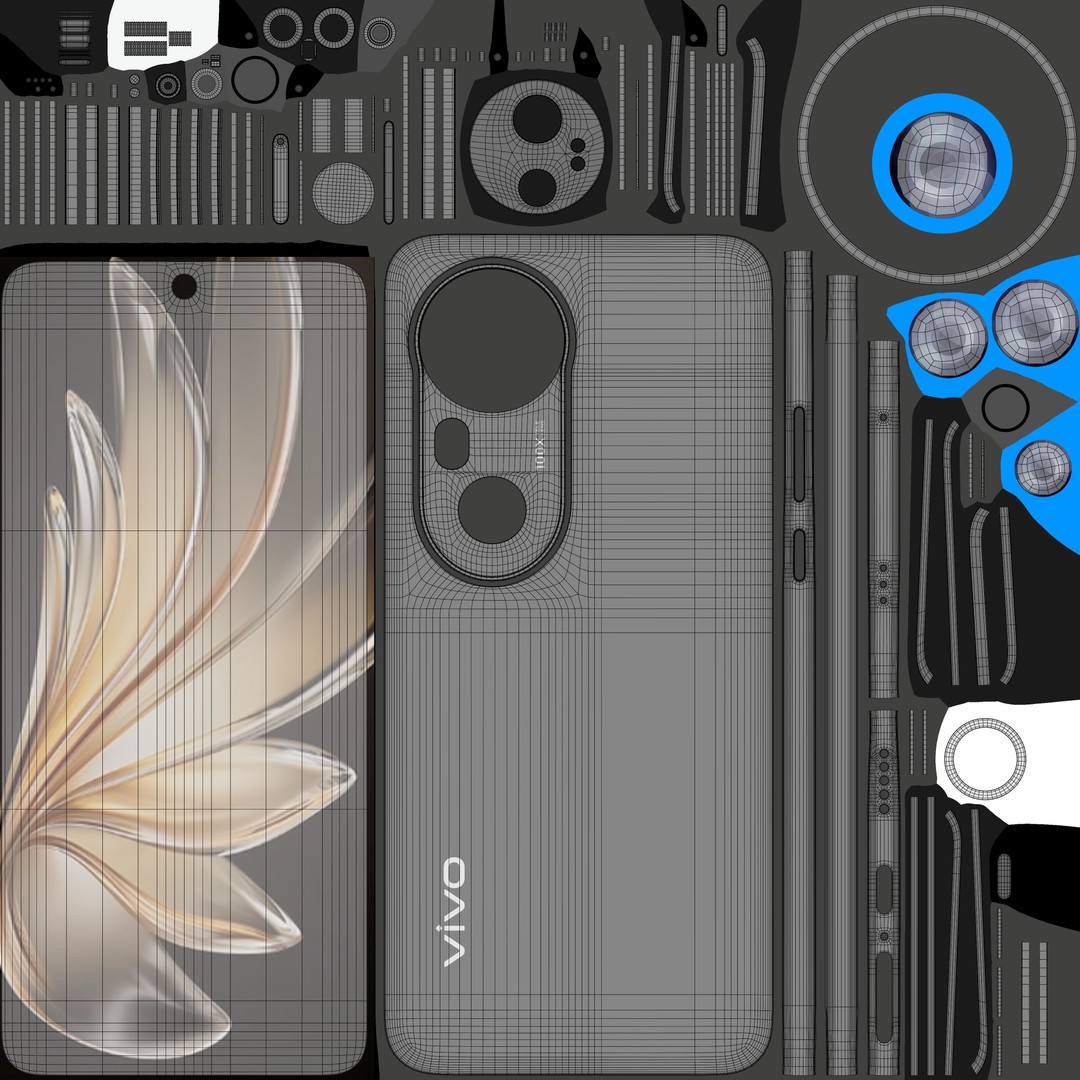 Vivo S20 Pro Black 3D Model – High Poly PBR Smartphone, FBX, OBJ - View 12