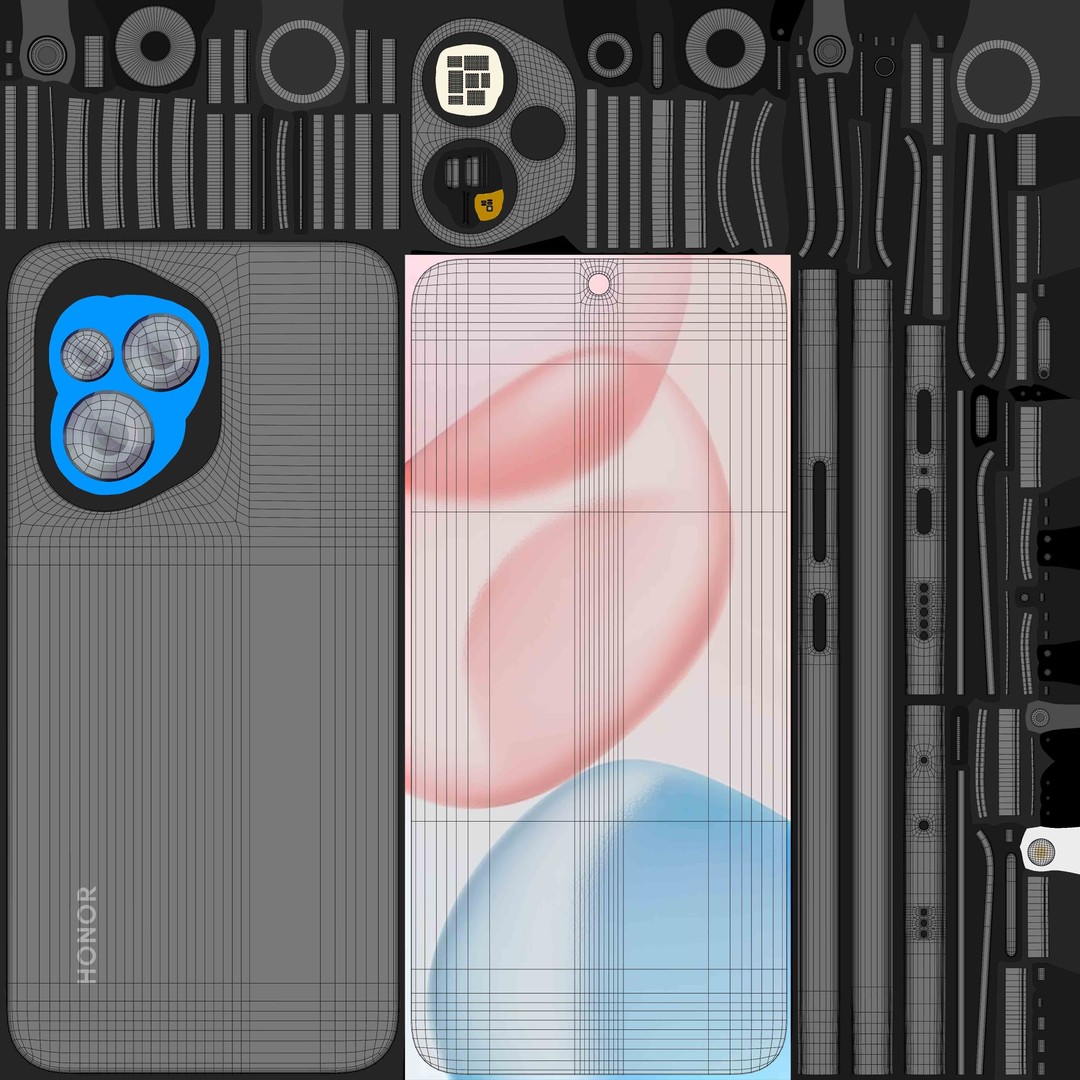 HONOR 400 3D Model – High-Quality Midnight Black Smartphone, PBR - View 13