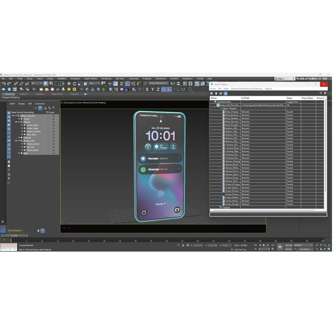 Samsung Galaxy S25 Plus 3D Model – Low Poly PBR Render, FBX, OBJ - View 16