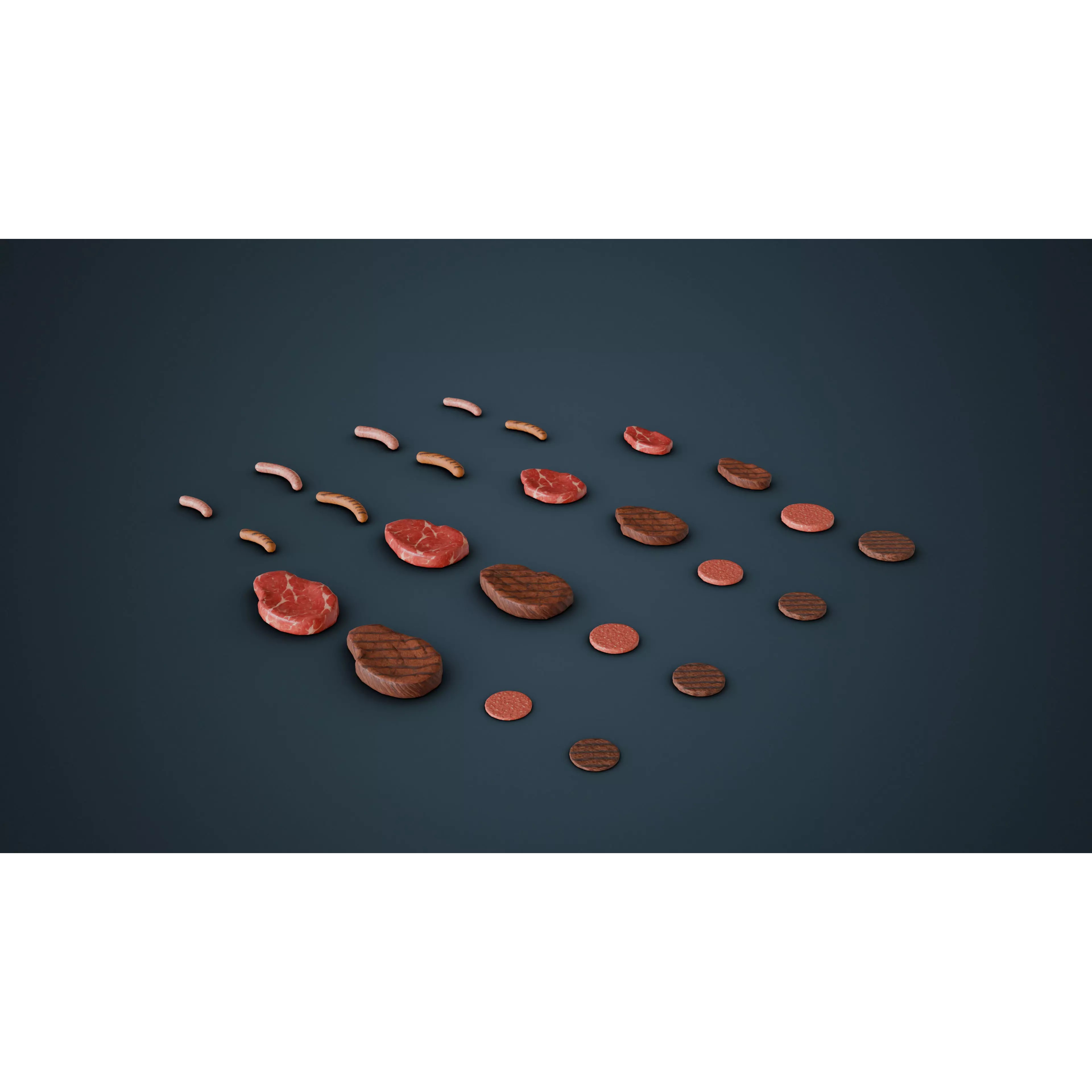 Grill Food - Low-Poly Game-Ready 3D Model - View 2