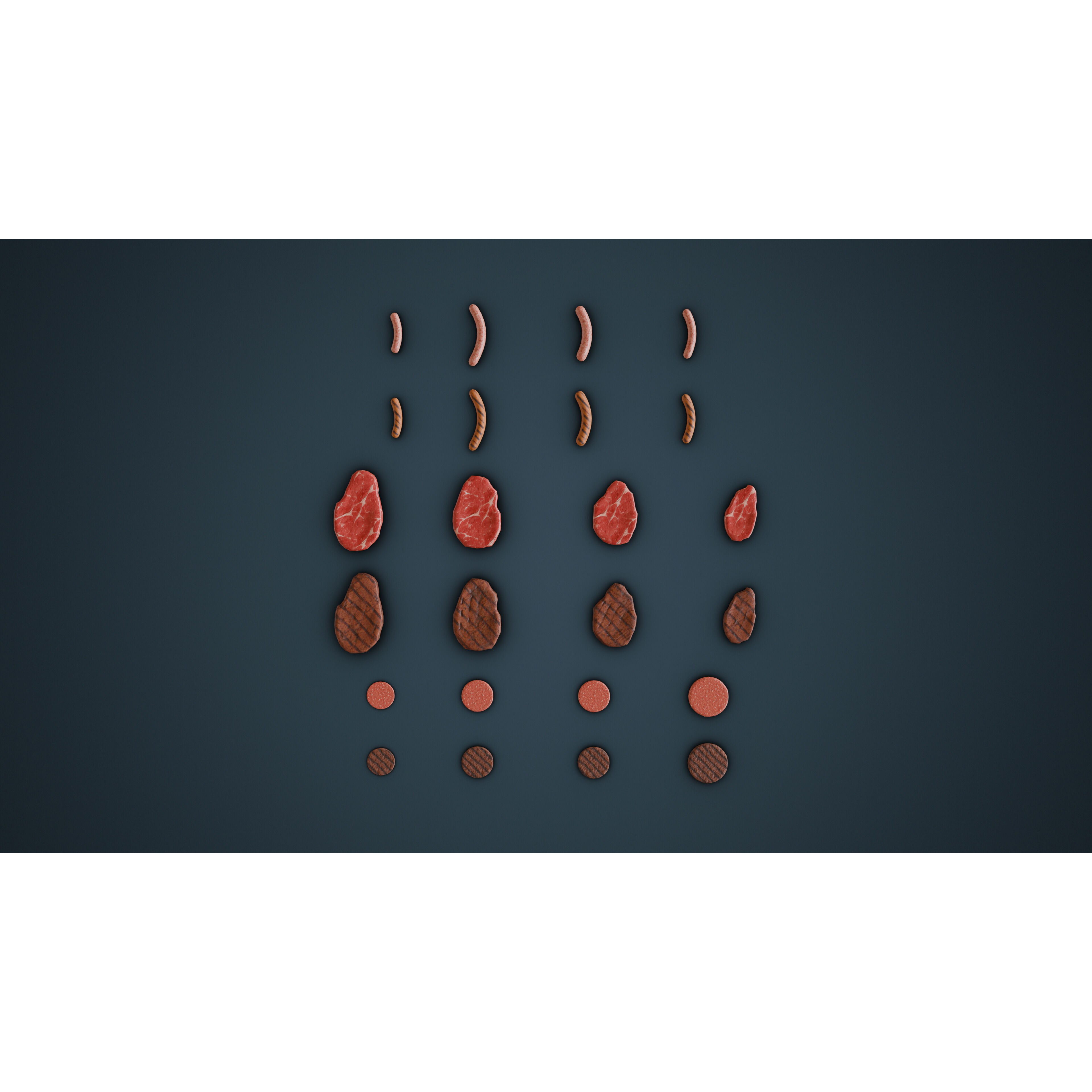 Grill Food - Low-Poly Game-Ready 3D Model - View 3