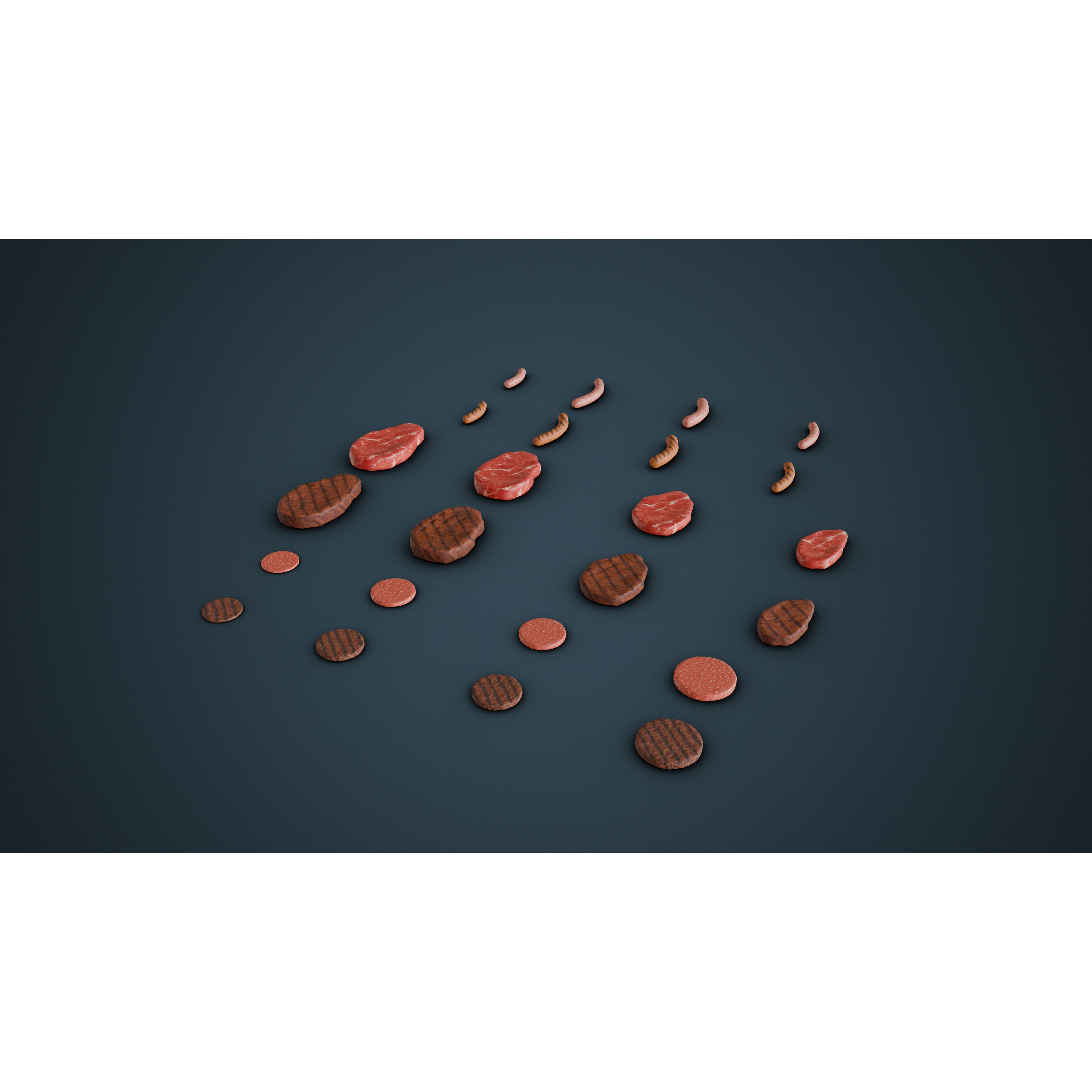 Grill Food - Low-Poly Game-Ready 3D Model - View 4