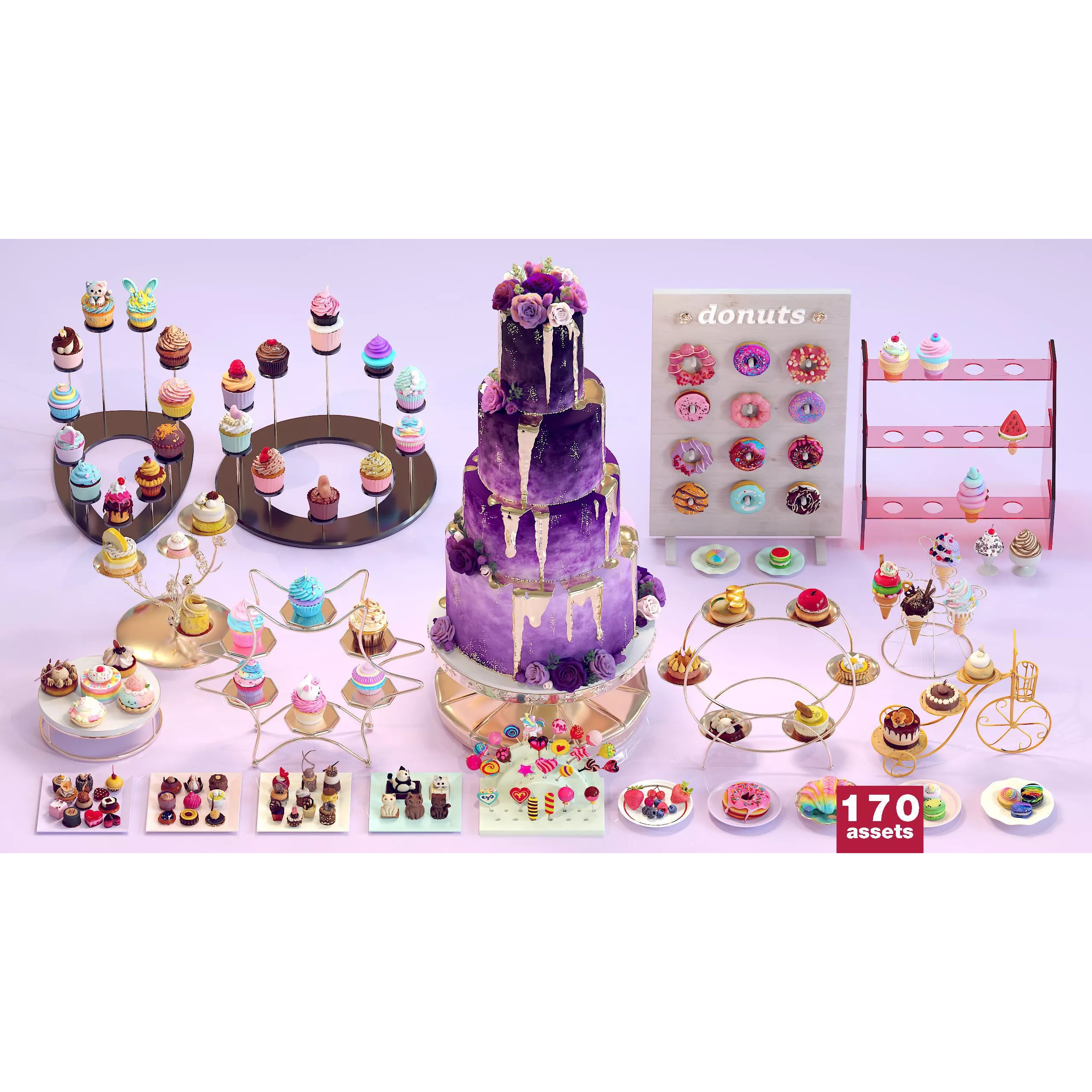 Sweet Dessert Pack - Low-Poly Game-Ready 3D Model - View 2