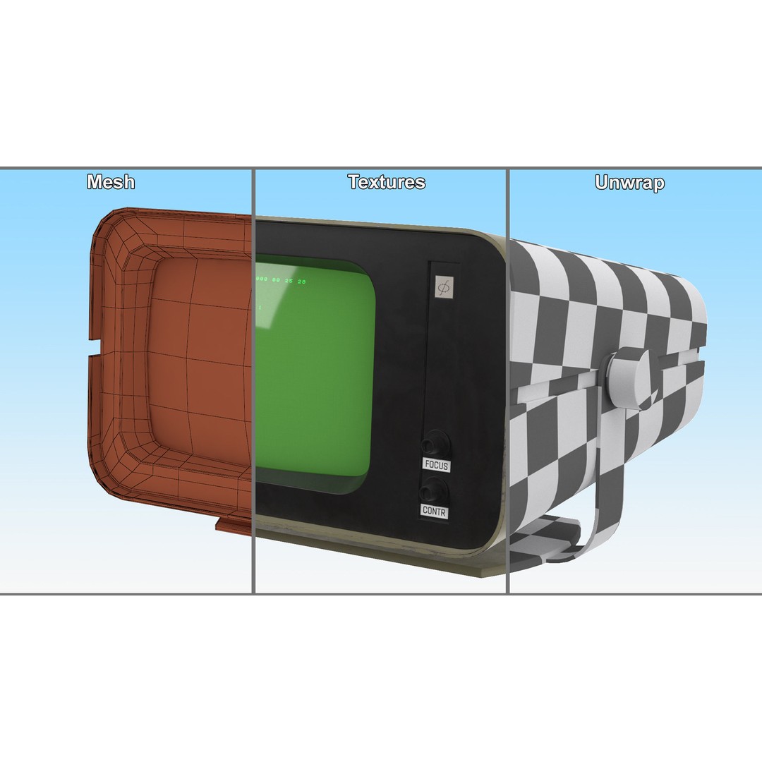 Vintage DVK-2 Computer Monitor 3D Model – High Poly PBR Asset, FBX, OBJ - View 13