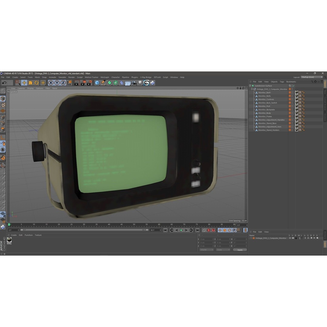 Vintage DVK-2 Computer Monitor 3D Model – High Poly PBR Asset, FBX, OBJ - View 21