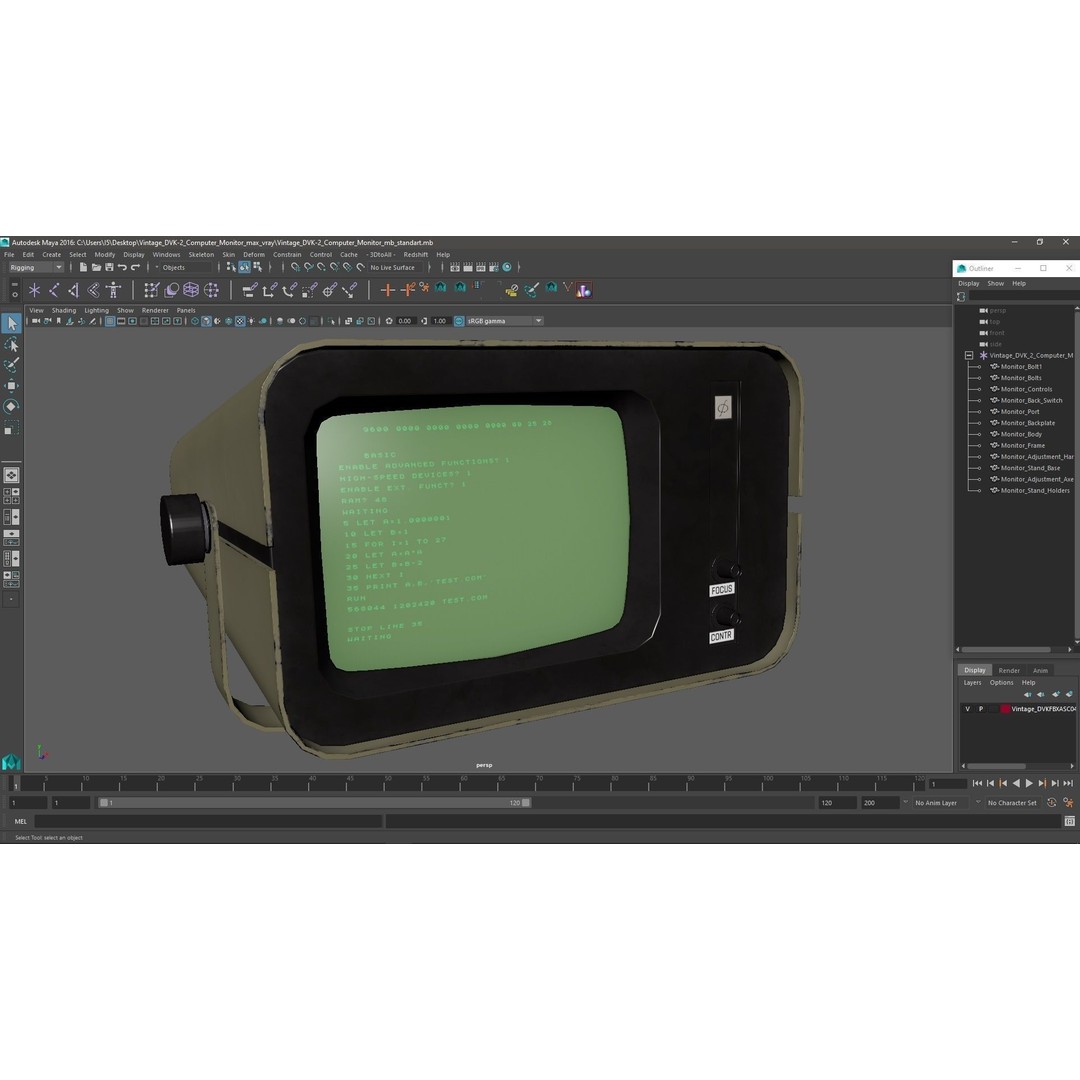 Vintage DVK-2 Computer Monitor 3D Model – High Poly PBR Asset, FBX, OBJ - View 22