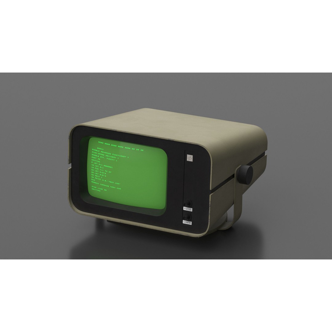Vintage DVK-2 Computer Monitor 3D Model – High Poly PBR Asset, FBX, OBJ - View 3