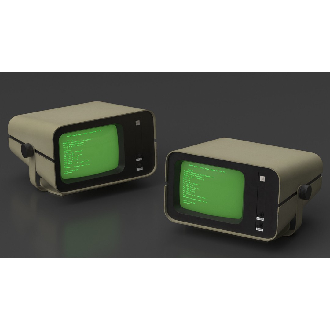 Vintage DVK-2 Computer Monitor 3D Model – High Poly PBR Asset, FBX, OBJ - View 4