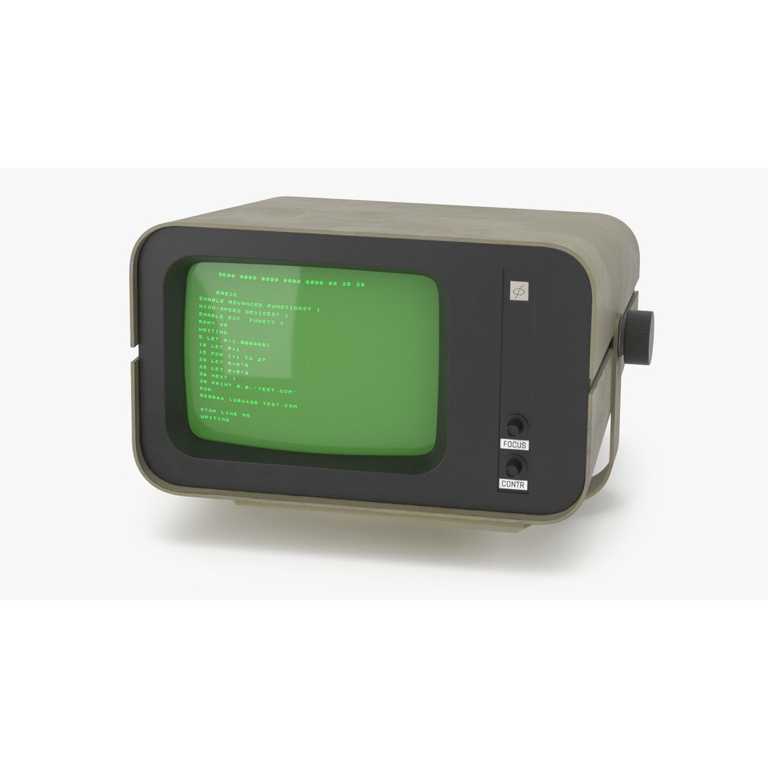 Vintage DVK-2 Computer Monitor 3D Model – High Poly PBR Asset, FBX, OBJ - View 7