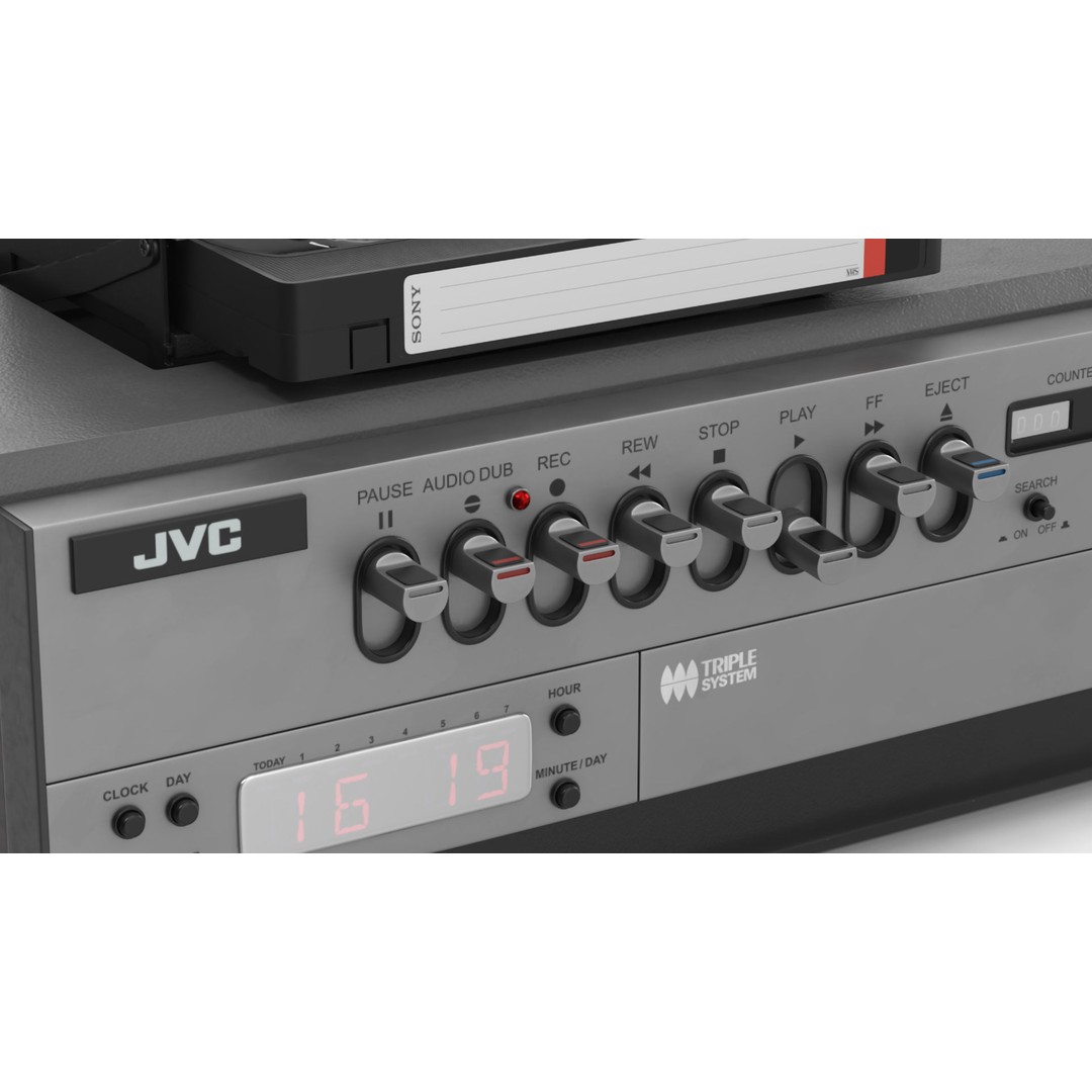 VHS Player 3D Model – Vintage JVC HR-3330TR with Sony Cassette - View 12