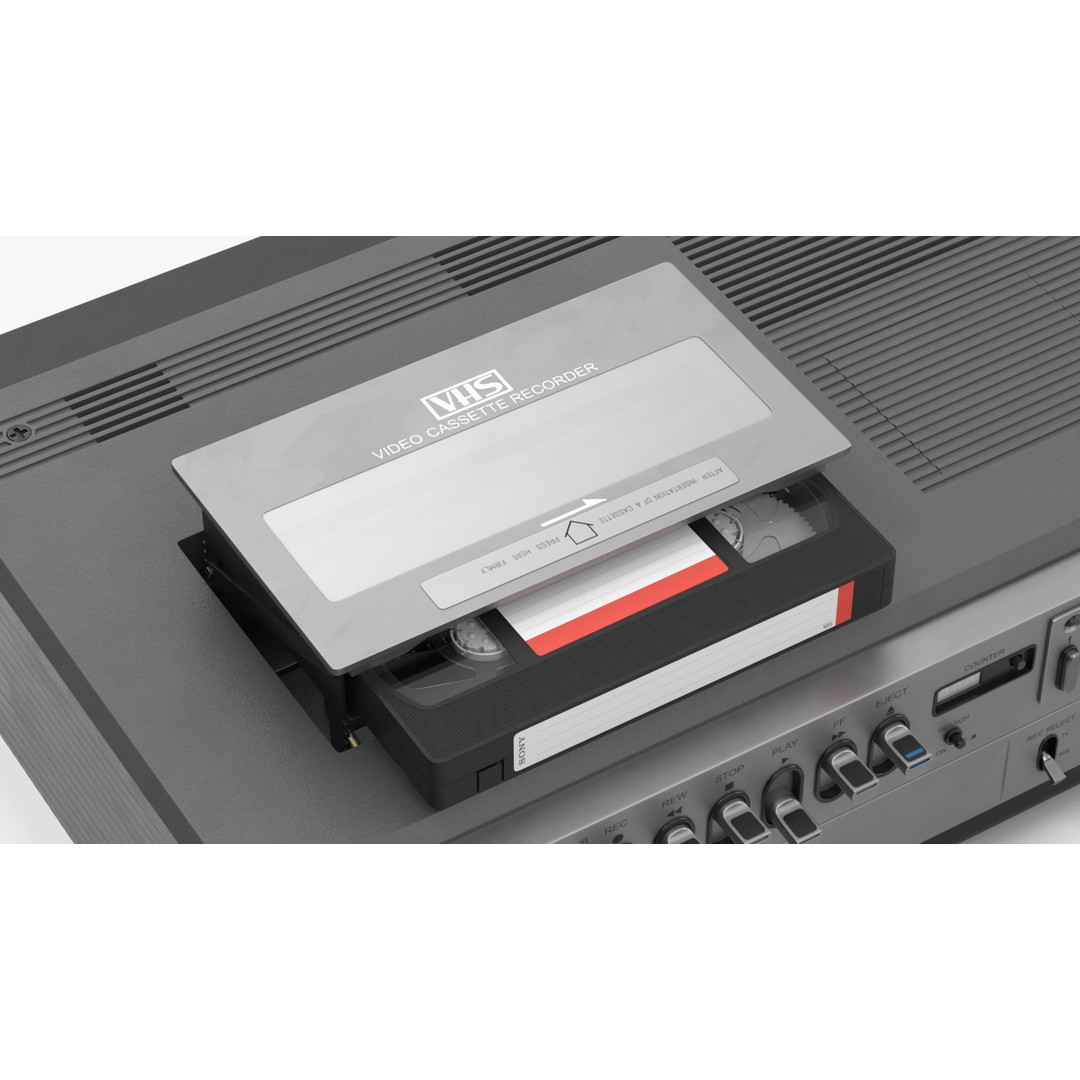 VHS Player 3D Model – Vintage JVC HR-3330TR with Sony Cassette - View 14