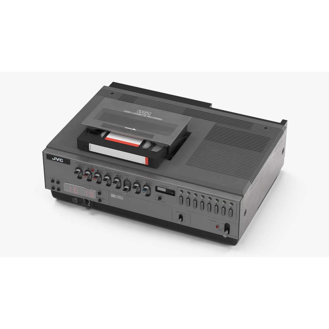 VHS Player 3D Model – Vintage JVC HR-3330TR with Sony Cassette - View 2