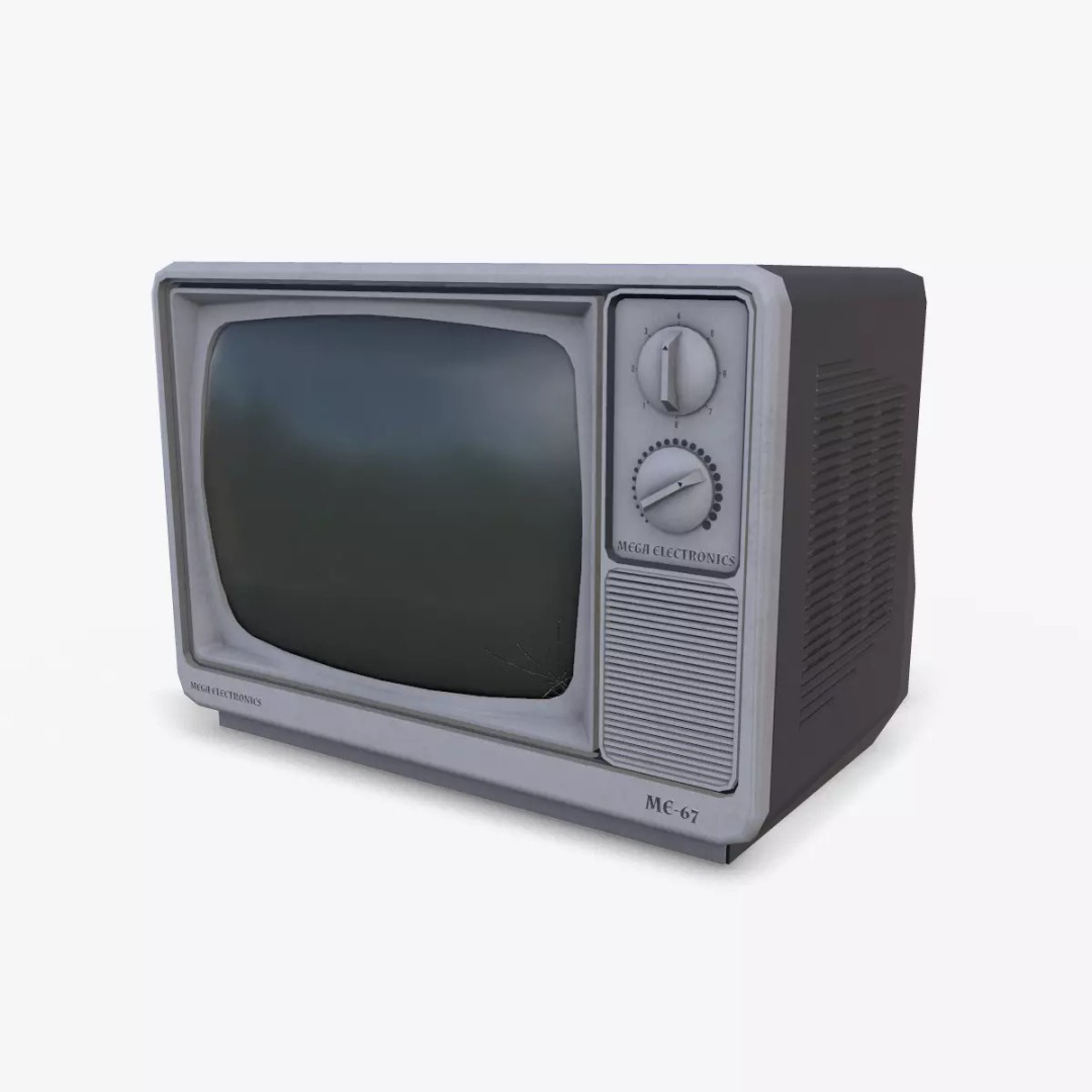 Retro Vintage CRT TV 3D Model – Low Poly PBR Game Asset, FBX - View 2