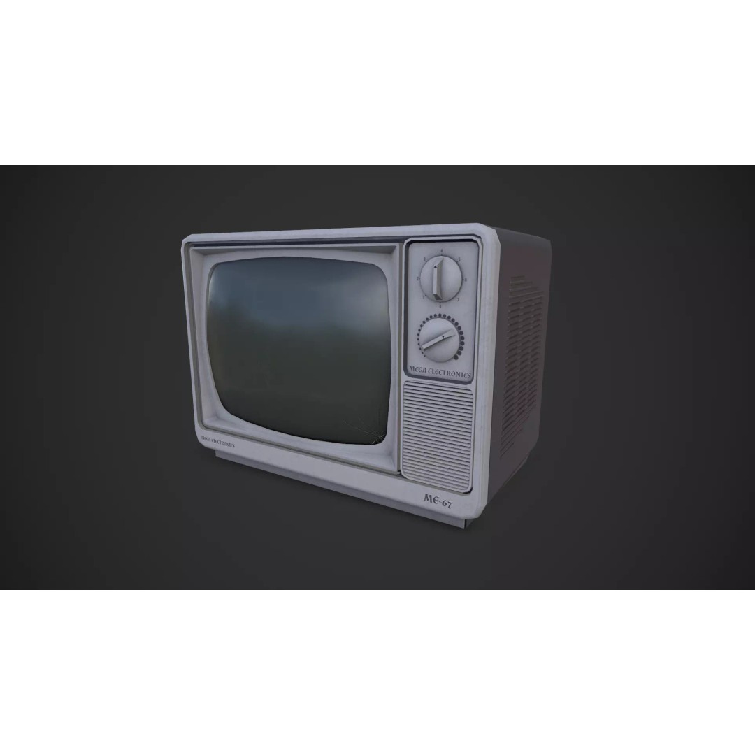 Retro Vintage CRT TV 3D Model – Low Poly PBR Game Asset, FBX - View 3