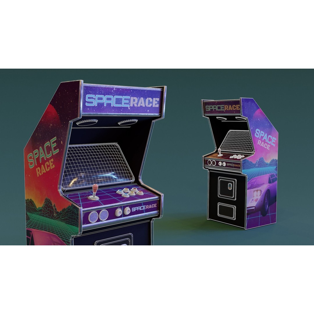 Retro Arcade Machine 3D Model – Low Poly Game Asset, FBX