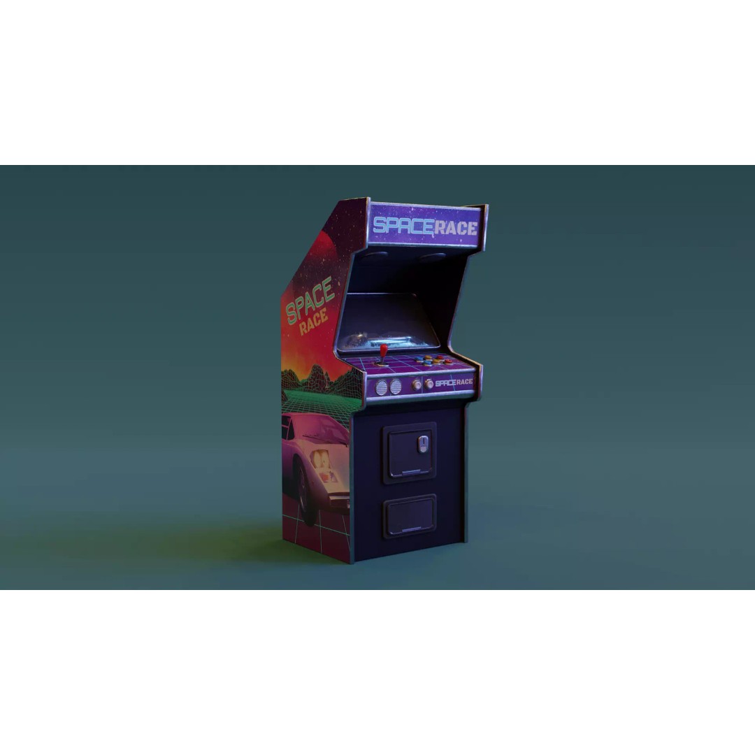 Retro Arcade Machine 3D Model – Low Poly Game Asset, FBX - View 2