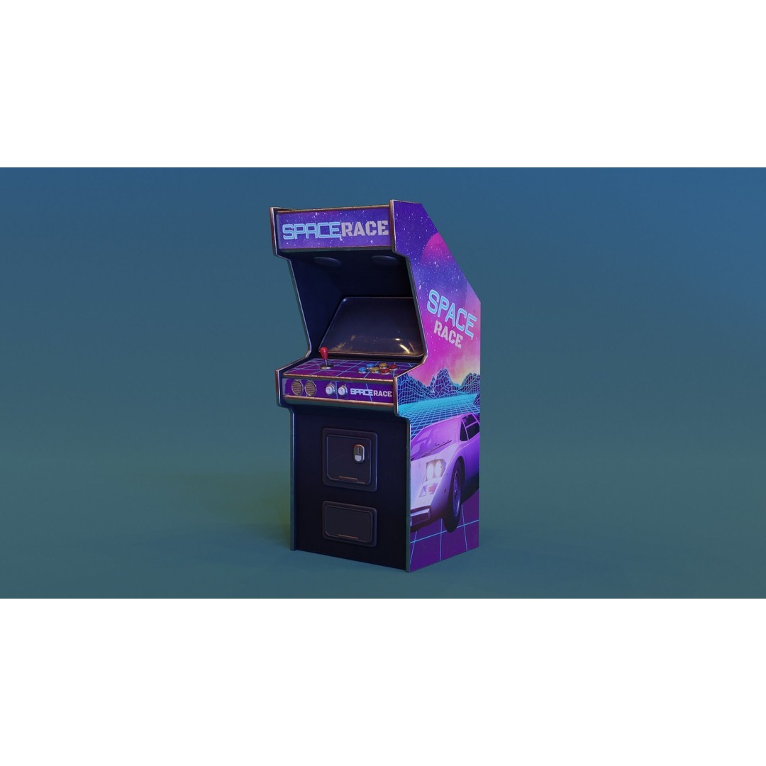 Retro Arcade Machine 3D Model – Low Poly Game Asset, FBX - View 3