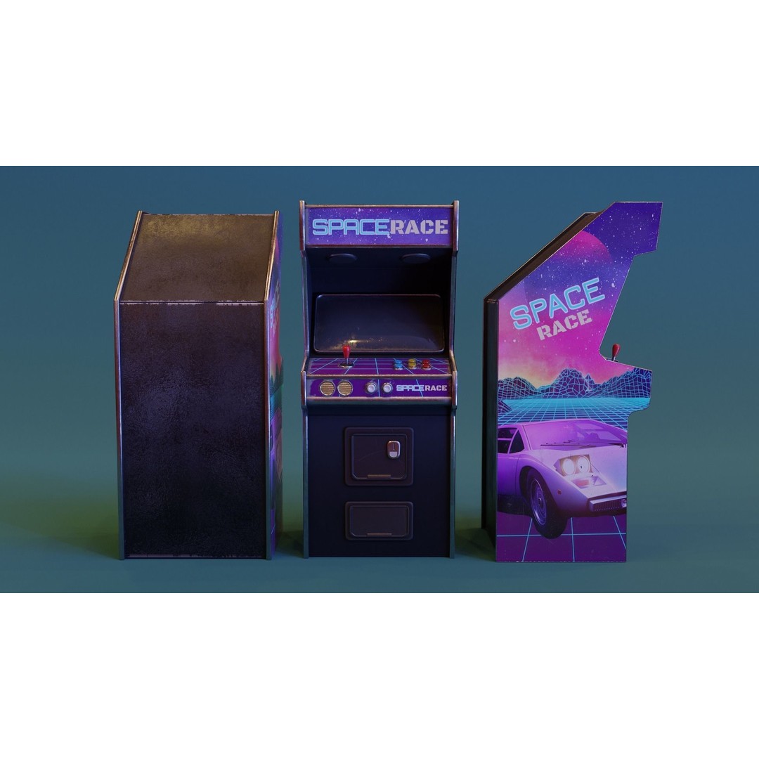 Retro Arcade Machine 3D Model – Low Poly Game Asset, FBX - View 4