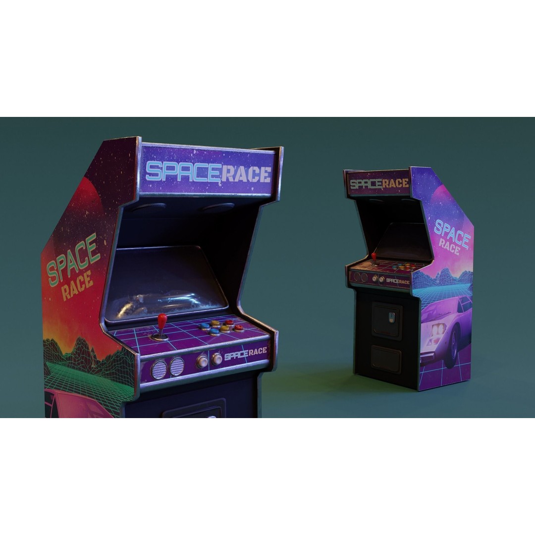 Retro Arcade Machine 3D Model – Low Poly Game Asset, FBX - View 5