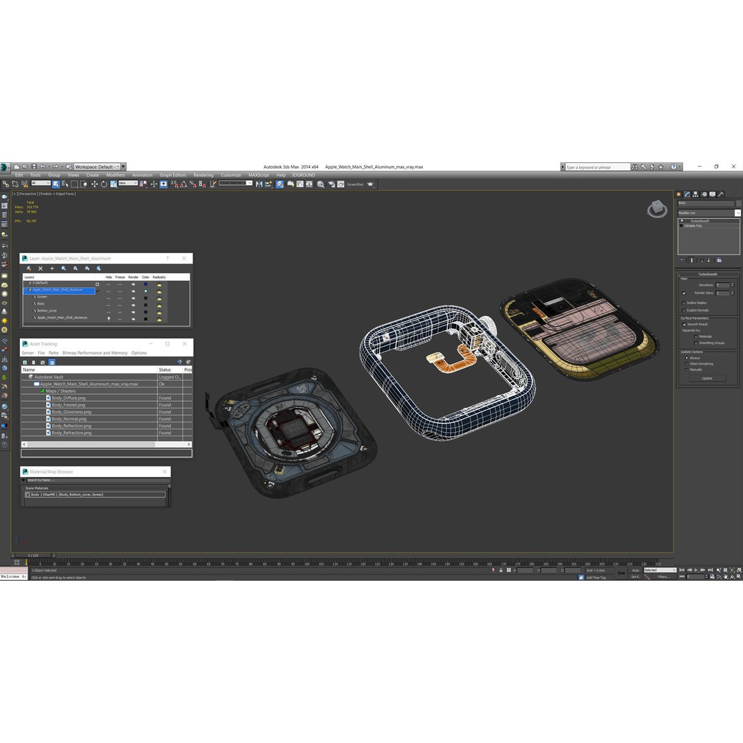 Apple Watch Main Shell Aluminum 3D Model – High Poly PBR Asset, FBX, OBJ - View 17