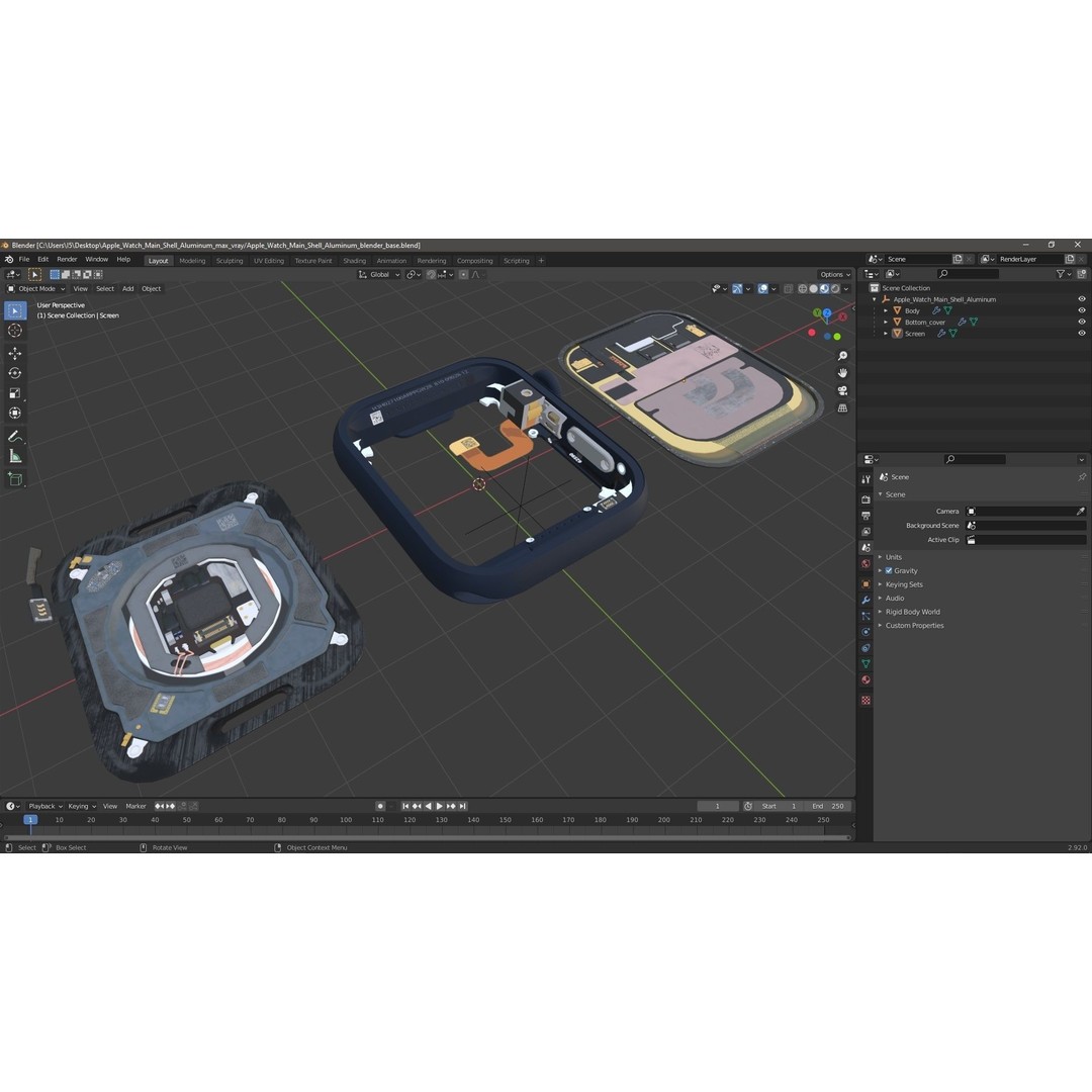 Apple Watch Main Shell Aluminum 3D Model – High Poly PBR Asset, FBX, OBJ - View 18