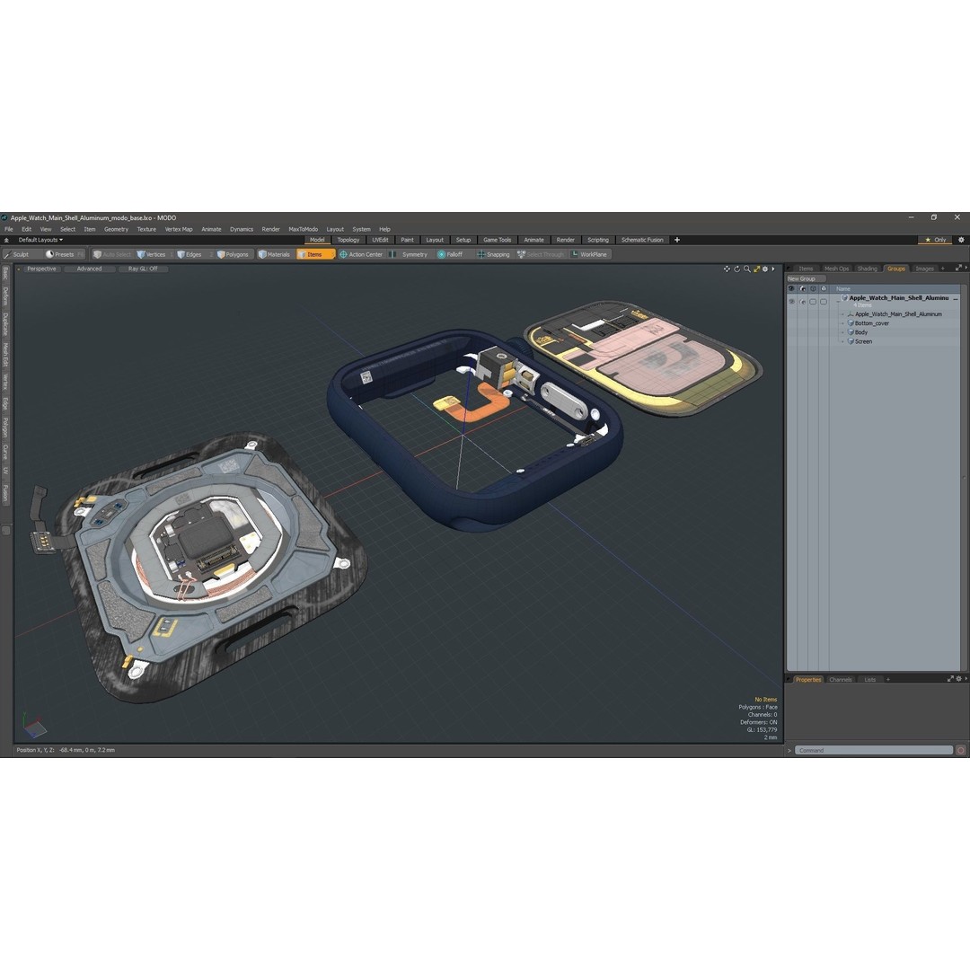 Apple Watch Main Shell Aluminum 3D Model – High Poly PBR Asset, FBX, OBJ - View 19