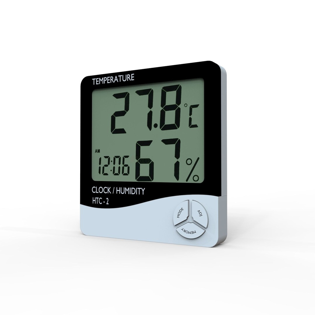 Digital Room Temperature Meter 3D Model – Low Poly Game Asset, FBX, OBJ - View 4