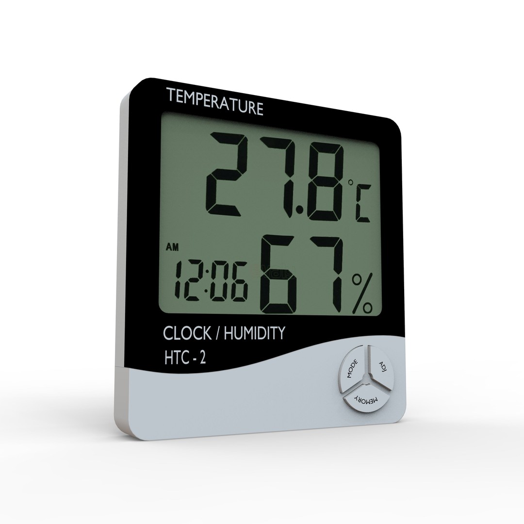 Digital Room Temperature Meter 3D Model – Low Poly Game Asset, FBX, OBJ - View 5