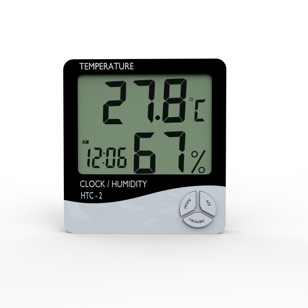 Digital Room Temperature Meter 3D Model – Low Poly Game Asset, FBX, OBJ - View 6