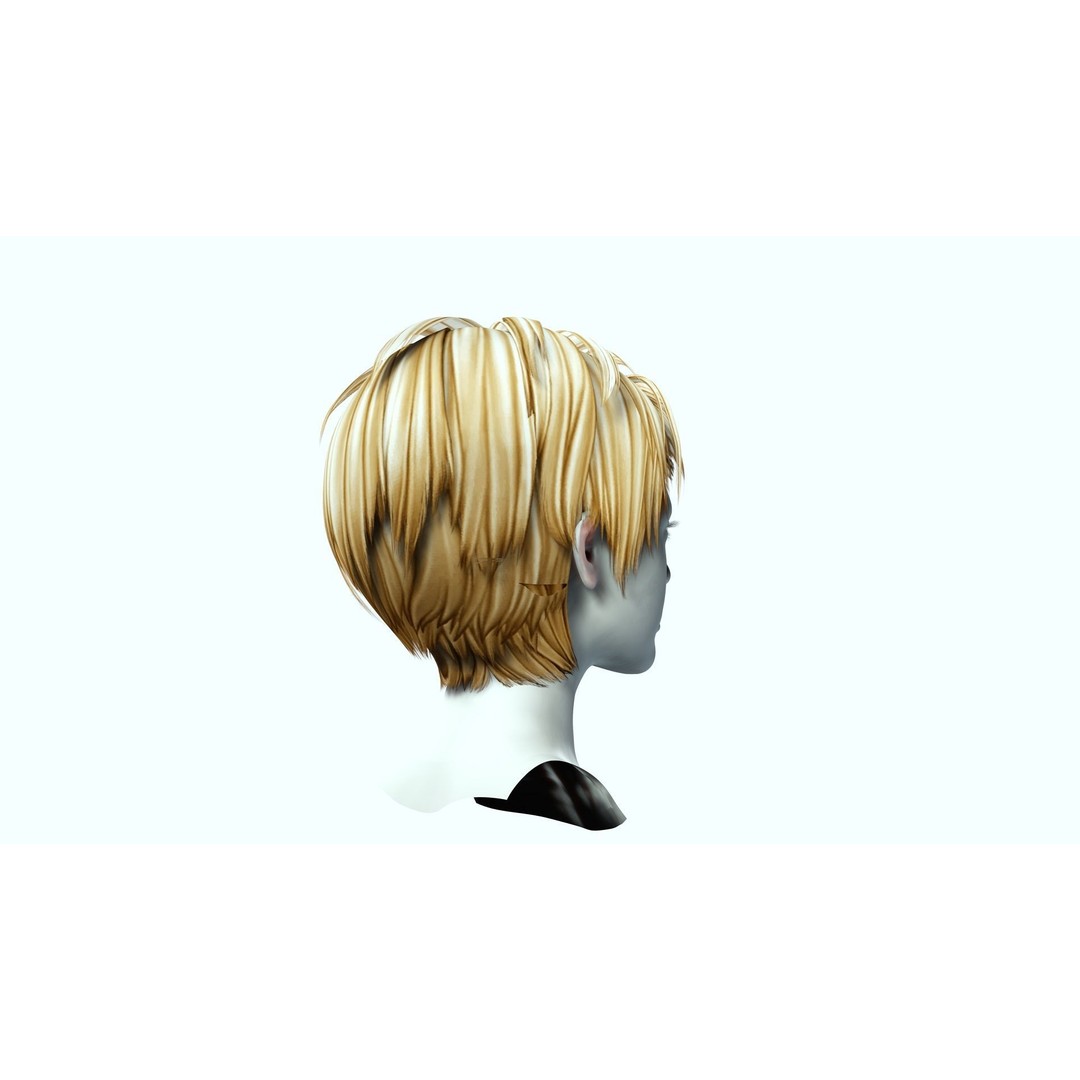 Pexie Short Hair 3D Model – Low Poly Realistic Hair Asset, FBX - View 10