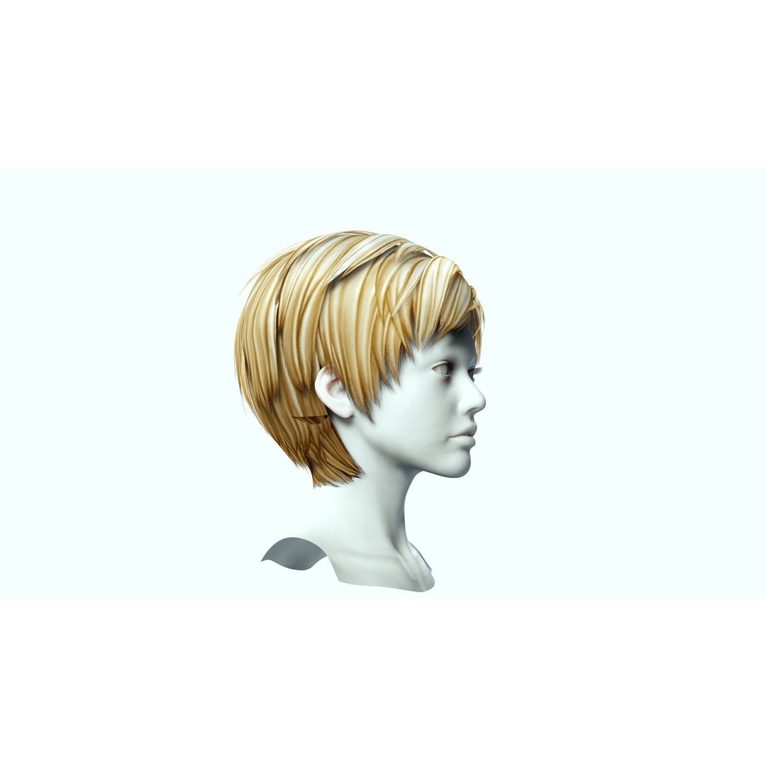 Pexie Short Hair 3D Model – Low Poly Realistic Hair Asset, FBX - View 11