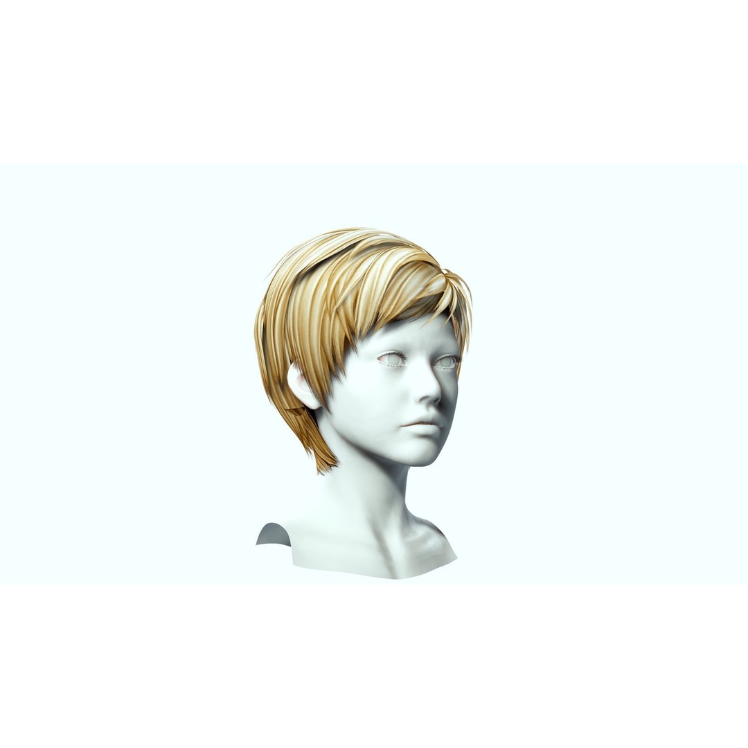 Pexie Short Hair 3D Model – Low Poly Realistic Hair Asset, FBX - View 12