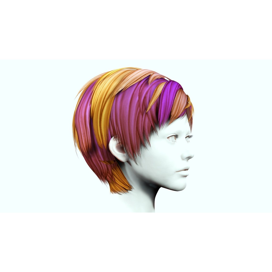 Pexie Short Hair 3D Model – Low Poly Realistic Hair Asset, FBX - View 13