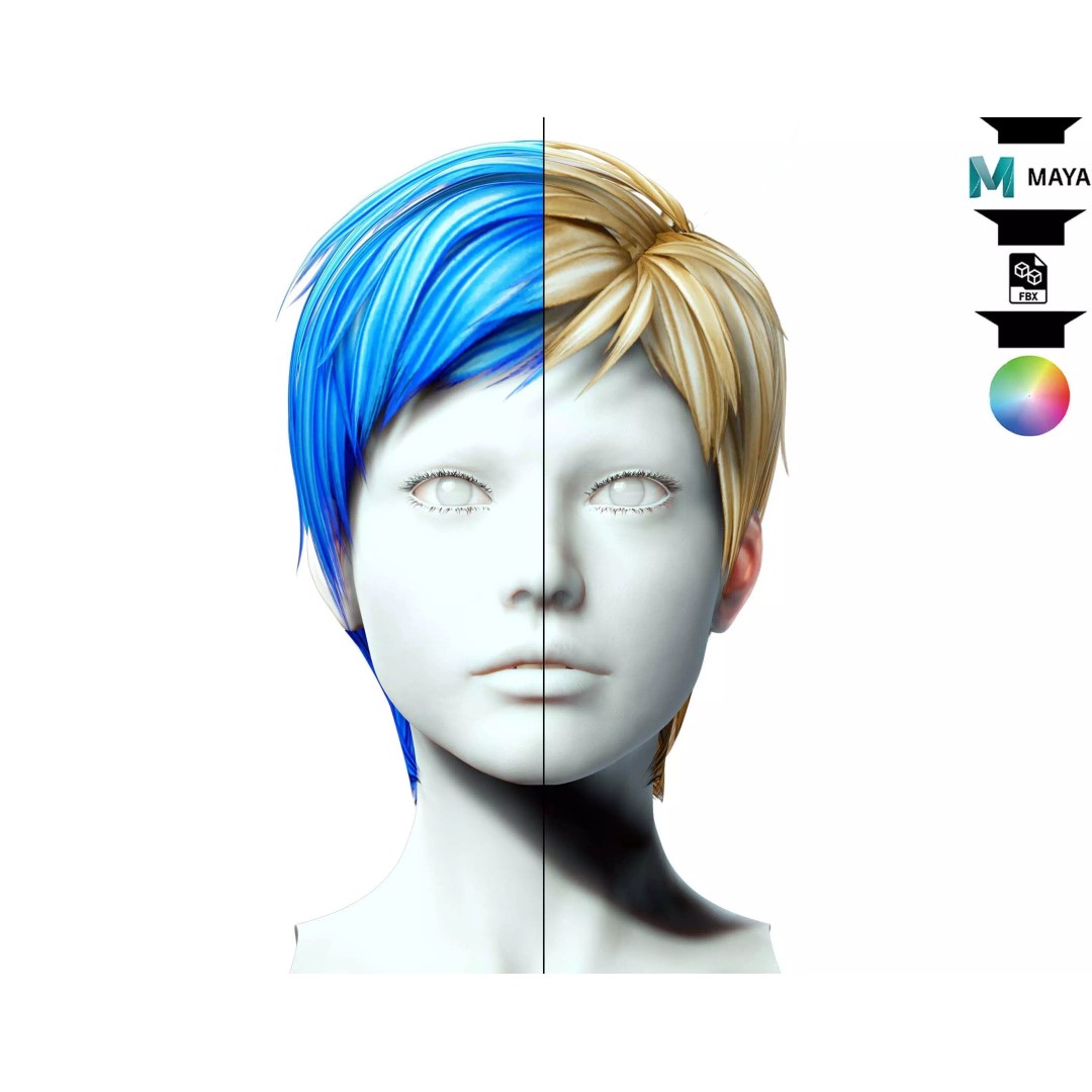 Pexie Short Hair 3D Model – Low Poly Realistic Hair Asset, FBX - View 2