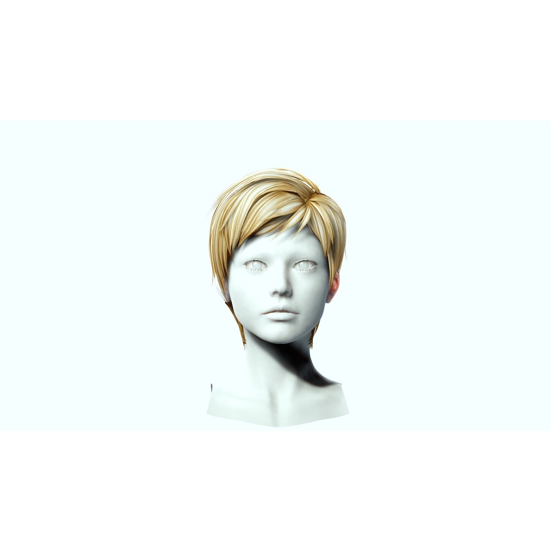 Pexie Short Hair 3D Model – Low Poly Realistic Hair Asset, FBX - View 5