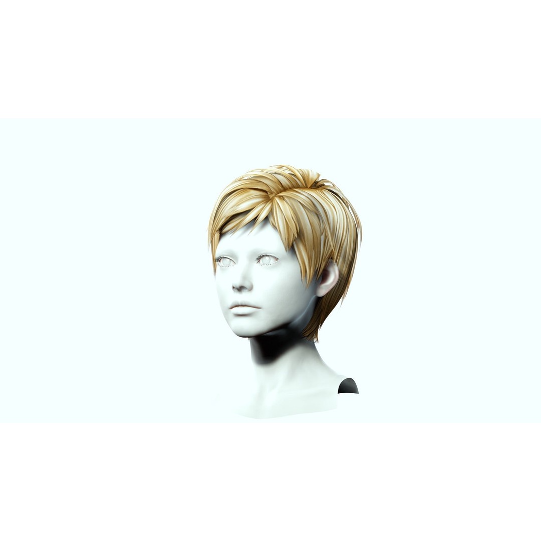 Pexie Short Hair 3D Model – Low Poly Realistic Hair Asset, FBX - View 6