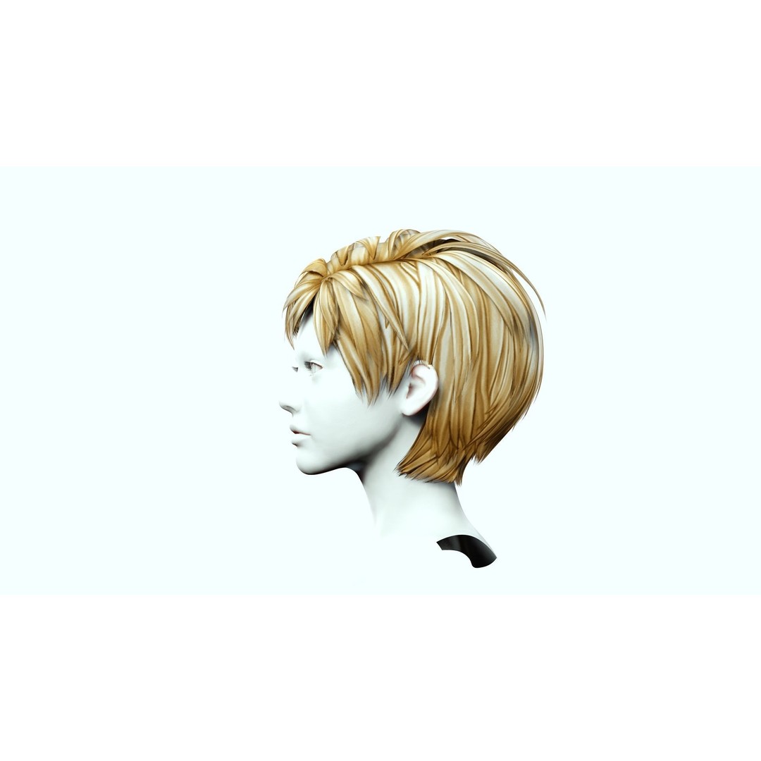 Pexie Short Hair 3D Model – Low Poly Realistic Hair Asset, FBX - View 7