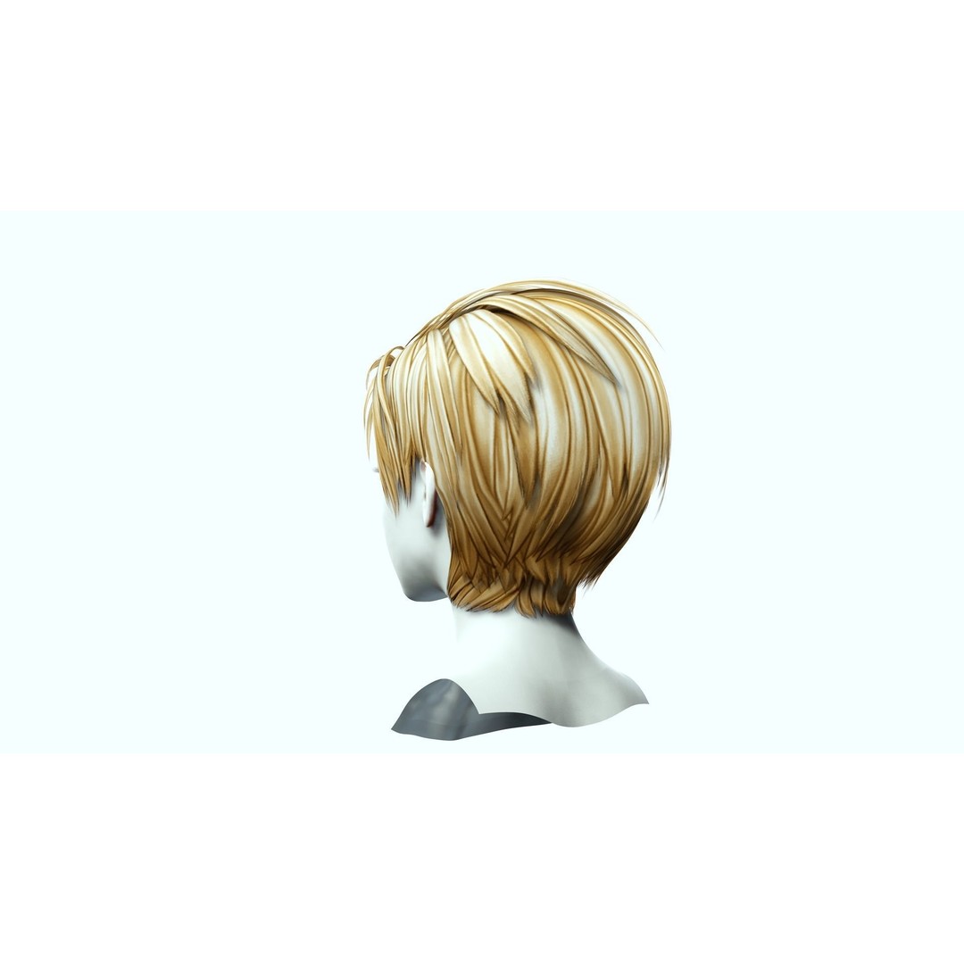 Pexie Short Hair 3D Model – Low Poly Realistic Hair Asset, FBX - View 8