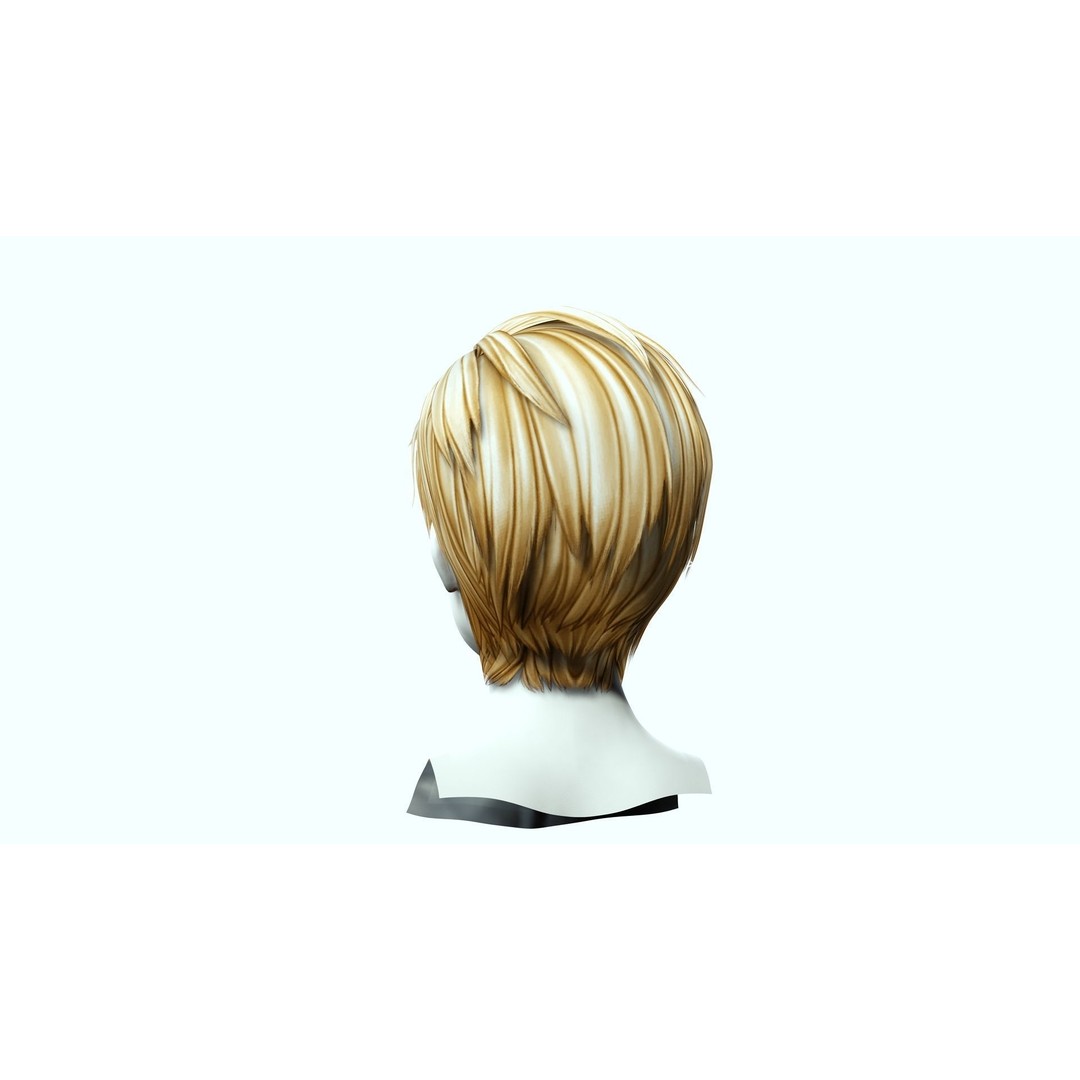 Pexie Short Hair 3D Model – Low Poly Realistic Hair Asset, FBX - View 9