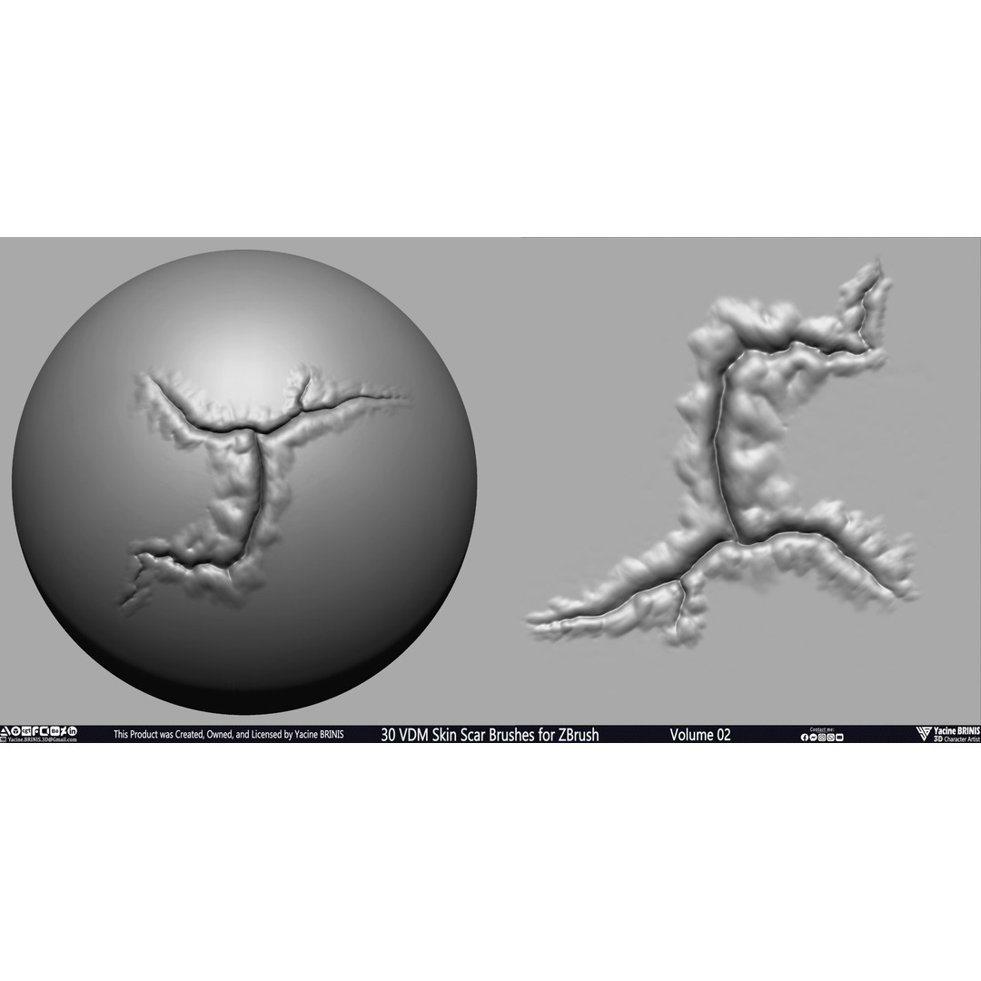VDM Skin Scar Brushes 3D Model – ZBrush Texture Pack, 30 Brushes - View 10