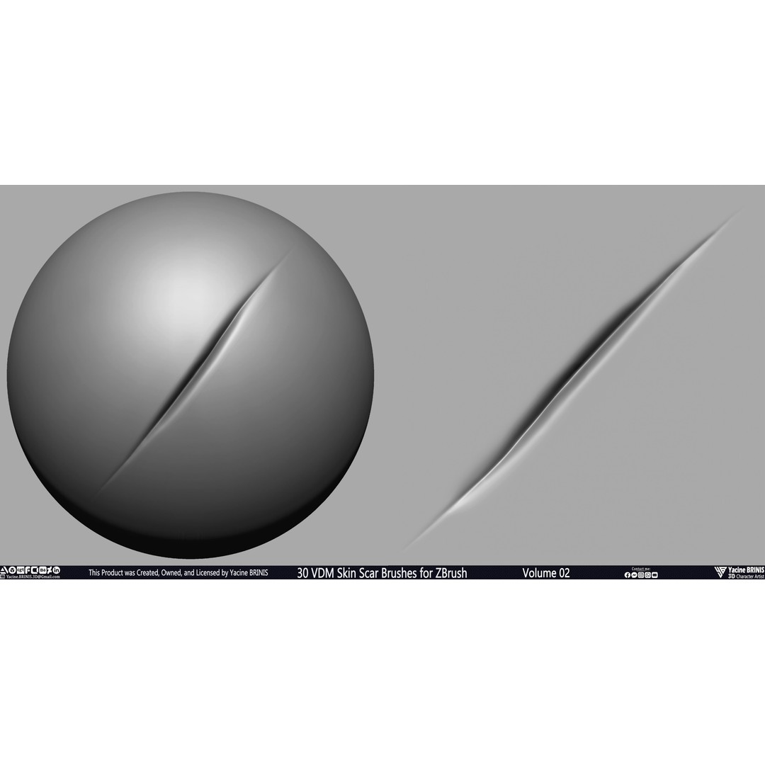 VDM Skin Scar Brushes 3D Model – ZBrush Texture Pack, 30 Brushes - View 14