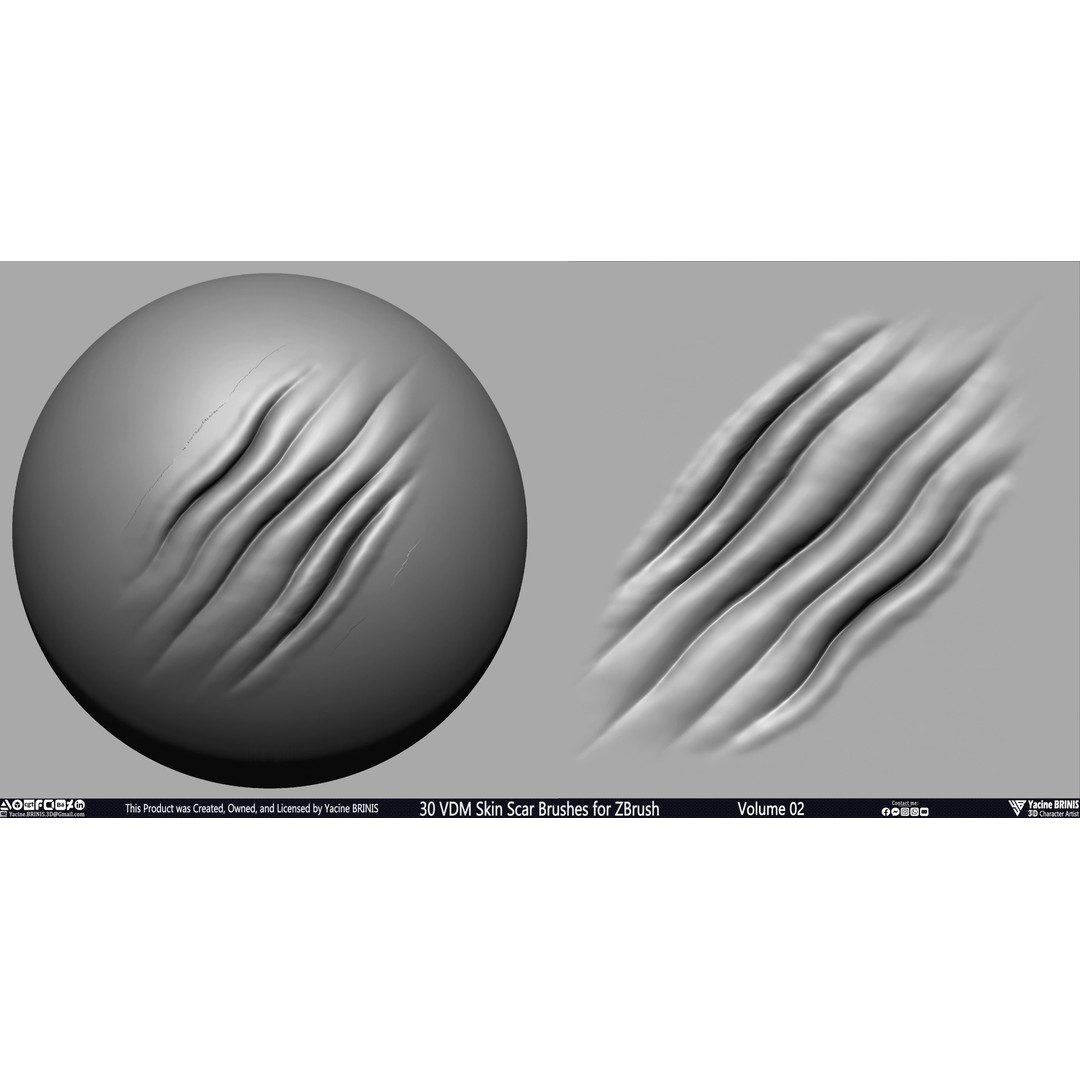 VDM Skin Scar Brushes 3D Model – ZBrush Texture Pack, 30 Brushes - View 16