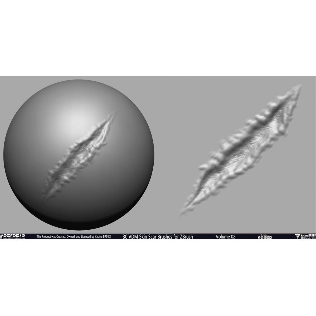 VDM Skin Scar Brushes 3D Model – ZBrush Texture Pack, 30 Brushes - View 18