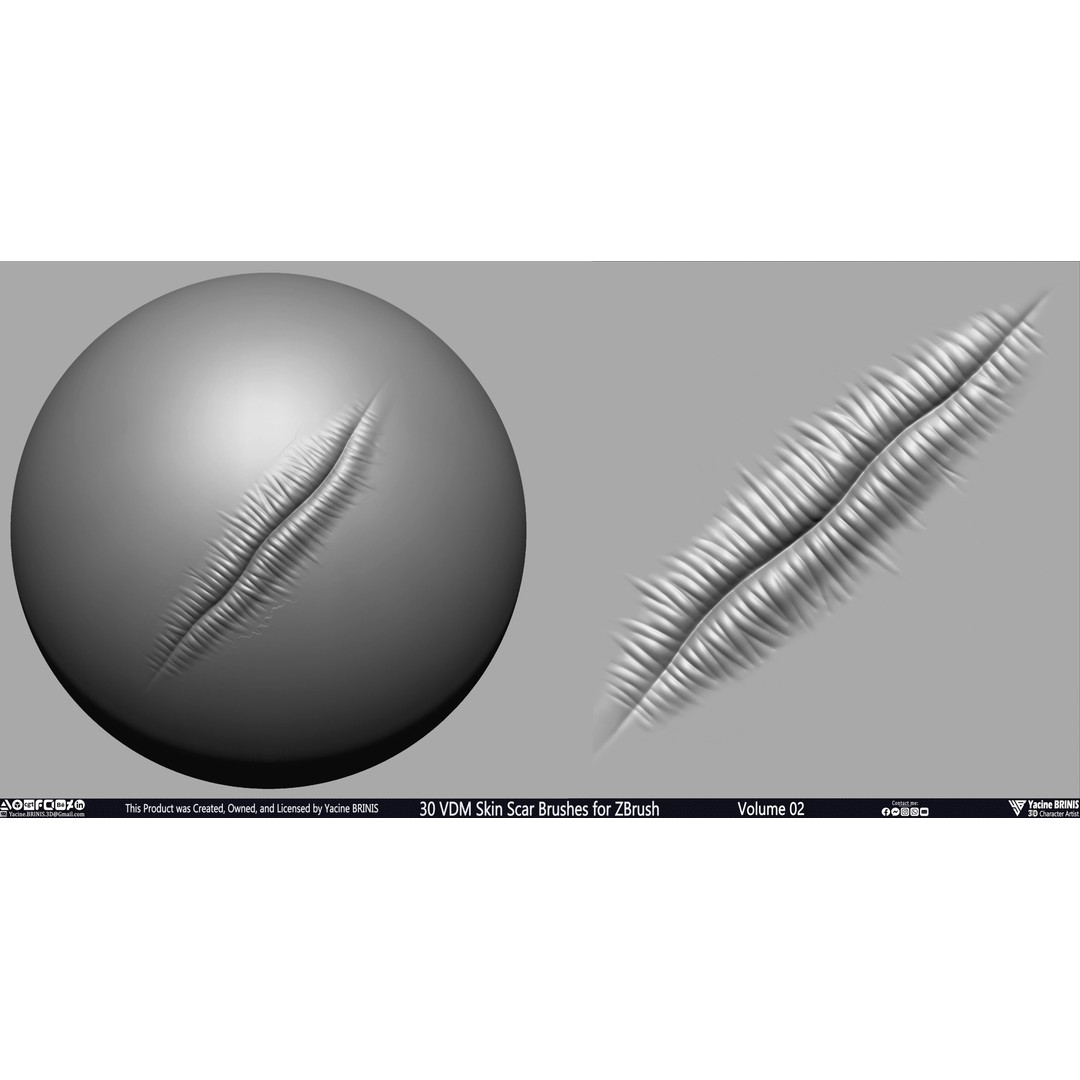 VDM Skin Scar Brushes 3D Model – ZBrush Texture Pack, 30 Brushes - View 20