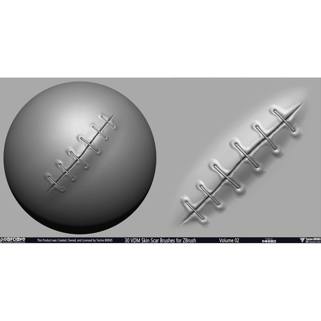 VDM Skin Scar Brushes 3D Model – ZBrush Texture Pack, 30 Brushes - View 23